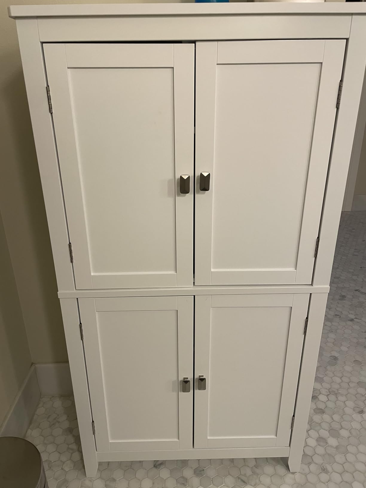 VASAGLE Bathroom Floor Storage Cabinet with 4 Doors, Cloud White customer photo 2