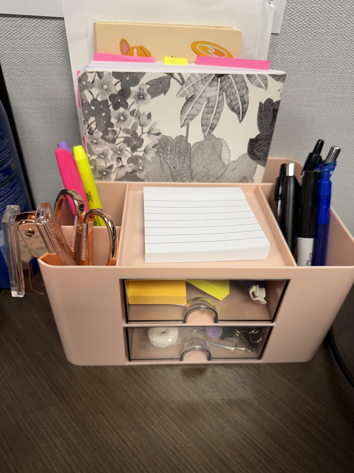 Marbrasse Pen Organizer with 2 Drawer, Multi-Functional Pencil Holder for Desk, Desk Organizers and Accessories with 5 Compartments + Drawer for Office Art Supplies (White) customer photo 1