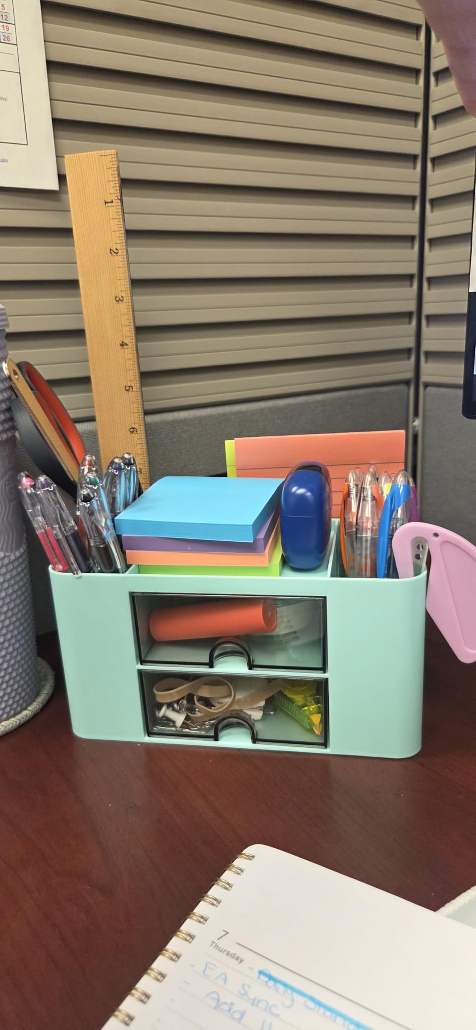 Marbrasse Pen Organizer with 2 Drawer, Multi-Functional Pencil Holder for Desk, Desk Organizers and Accessories with 5 Compartments + Drawer for Office Art Supplies (White) customer photo 2