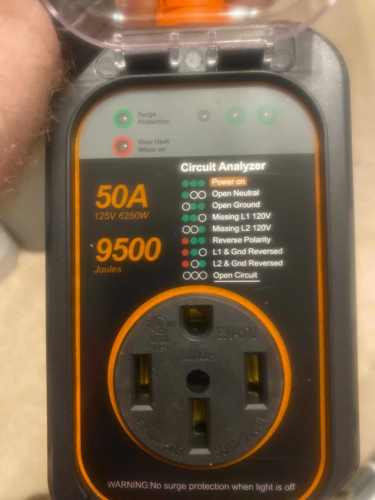 GEARGO RV Surge Protectors 50 Amp Waterproof, 2026 New Upgraded RV Circuit Analyzer, RV Adapter Plug (Orange) customer photo 1