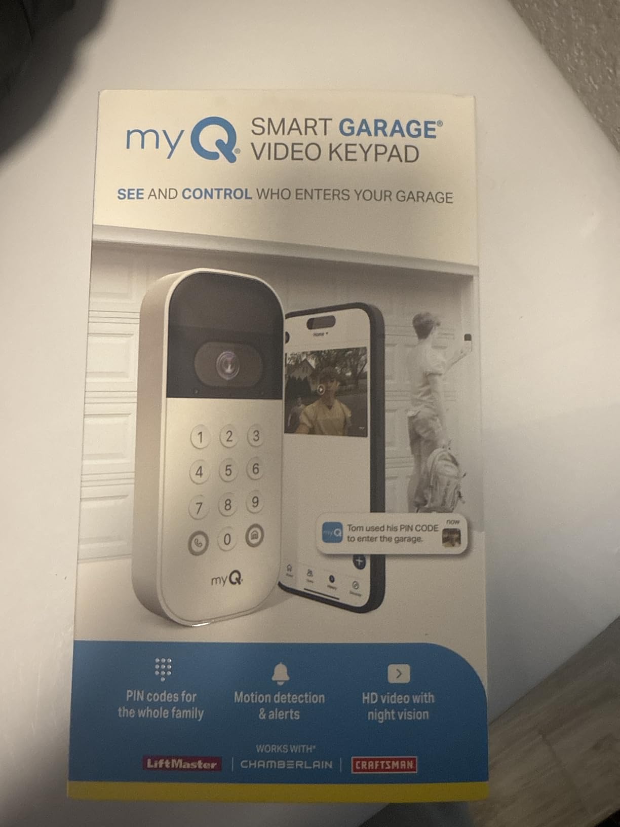 myQ Smart Garage Door Video Keypad with Wide-Angle Camera,Customizable PIN Codes,and Smartphone Control–Take Charge of Your Garage Access Works with Chamberlain, LiftMaster and Craftsman openers,White customer photo 2
