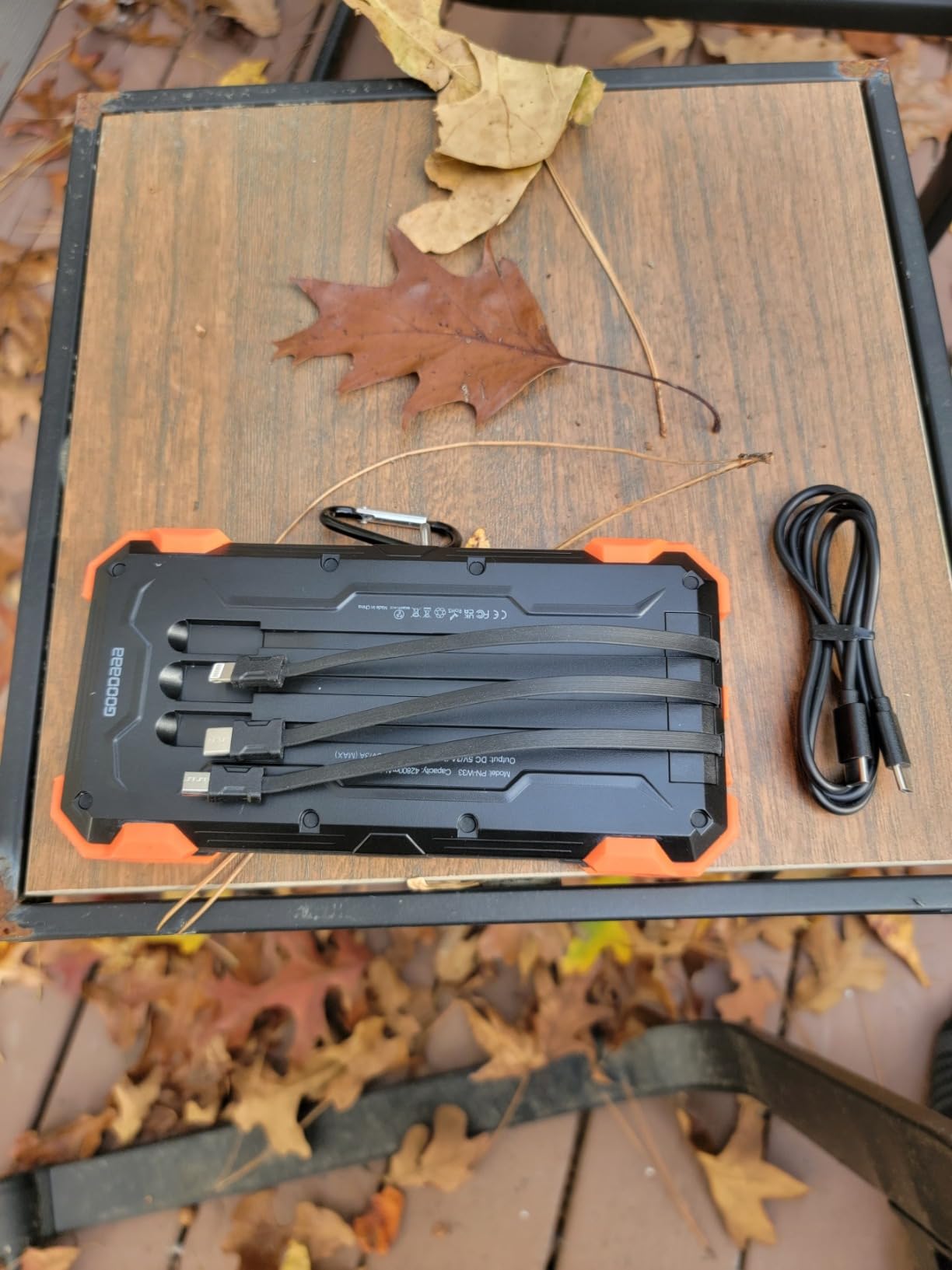 GOODaaa Solar Power Bank 24000mAh, Portable Charger with 4 Built-in Cables customer photo 1