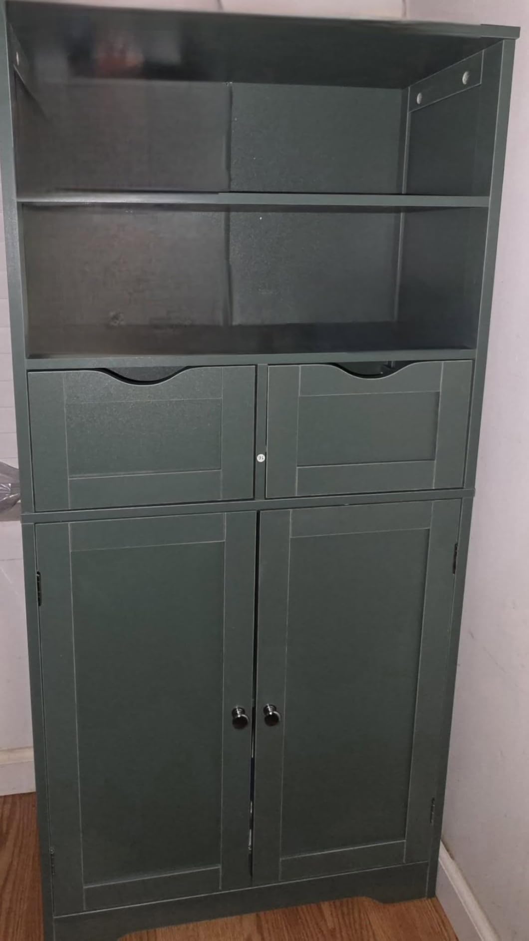 Iwell Tall Bathroom Cabinet, Storage Cabinet with Adjustable Shelves, Bathroom Storage Cabinet for Living Room, Dining Room, Entryway, White customer photo 2