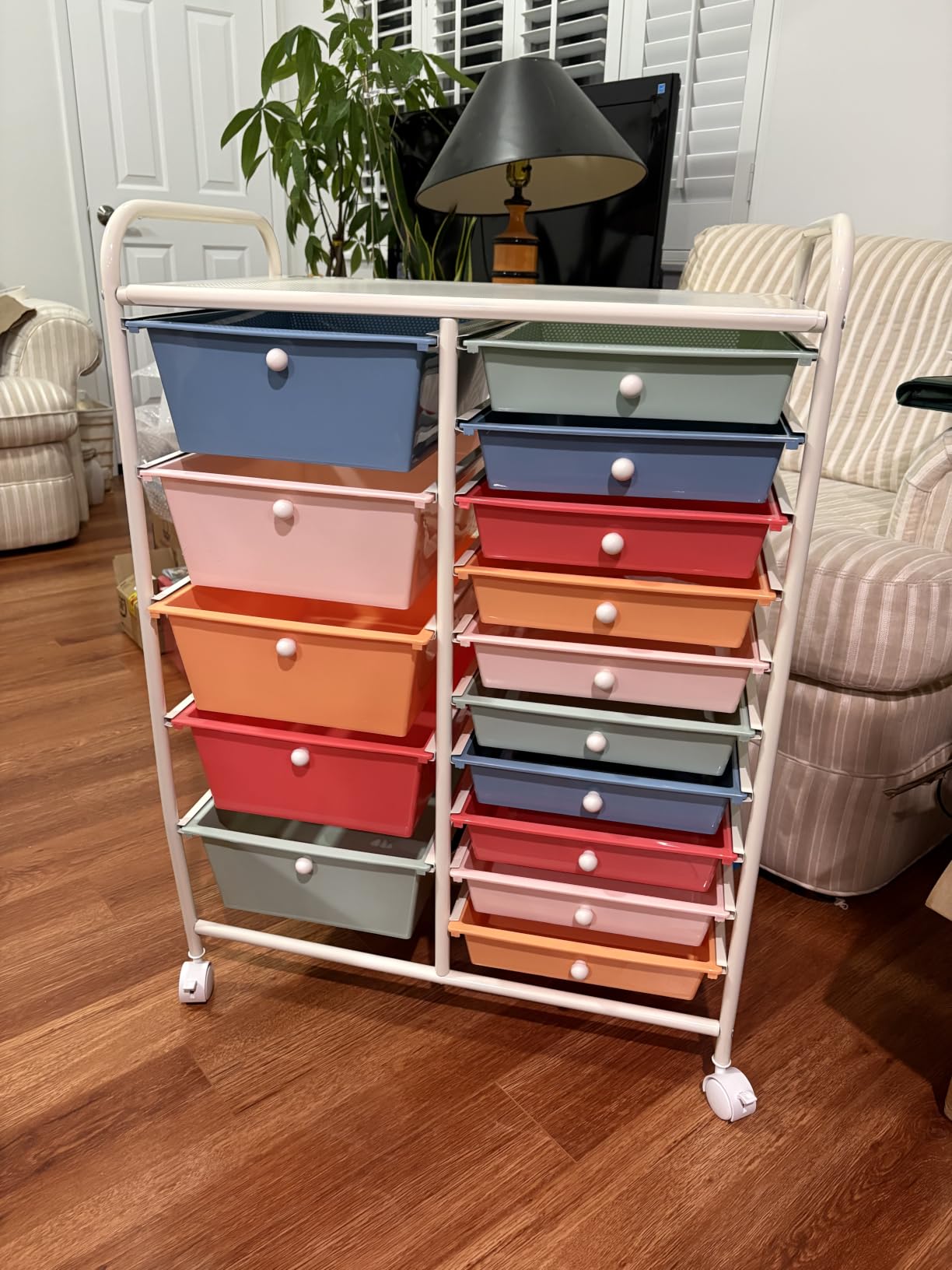 Giantex 15 Drawers Rolling Cart, Classroom Organizers, Storage Cart with Wheels, for Teacher Office Home School Supplies Tool Craft Art Paper customer photo 2