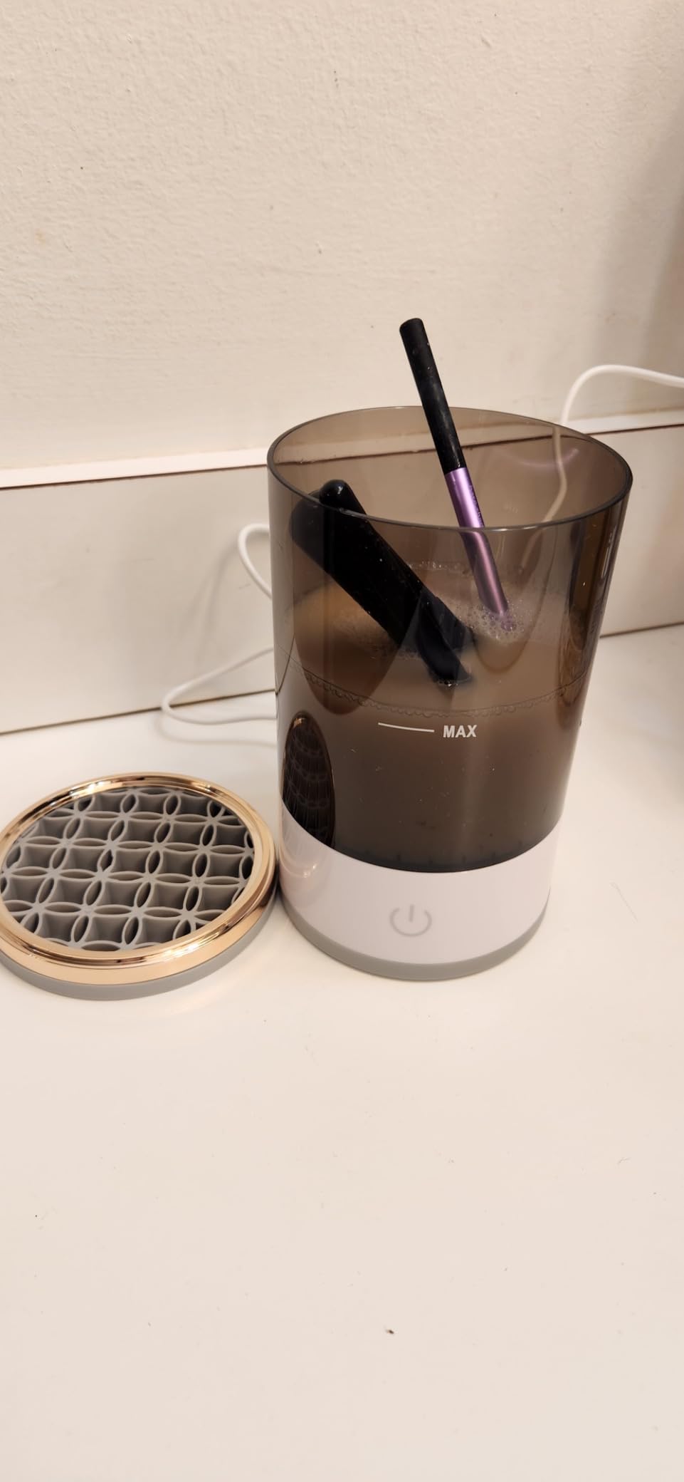 Makeup Brush Cleaning Machine - Automatic Cosmetics Brush Cleaner, Electric Make-up Brush Cleaner and Dryer, Dust-proof Beauty Brushes Organizer, Birthday Gift for Ladies customer photo 1
