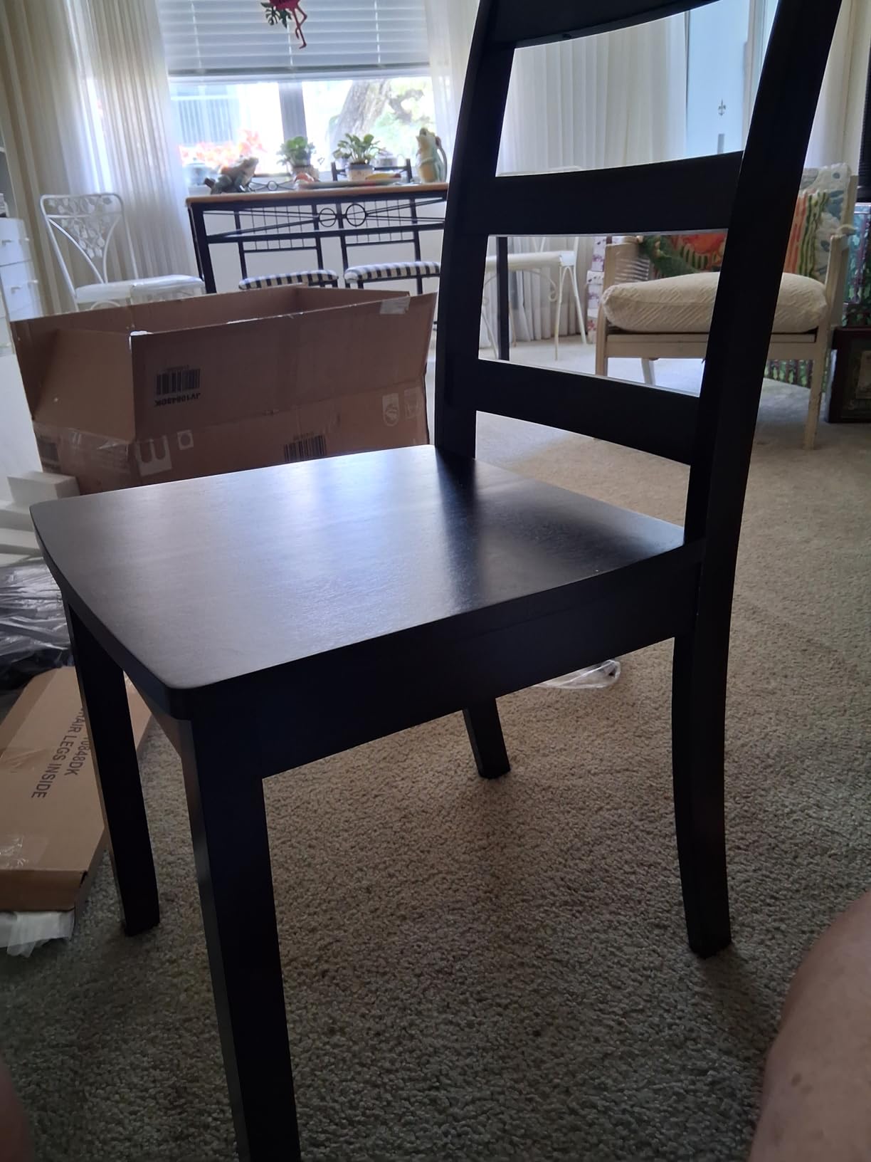 GIANTEX Wood Dining Chairs Set of 4 Black- Wooden Armless Kitchen Chairs with Solid Rubber Wood Legs, Non-Slip Foot Pads, Max Load 400 Lbs, Farmhouse Style High Ladder Back Wooden Dining Room Chairs customer photo 2