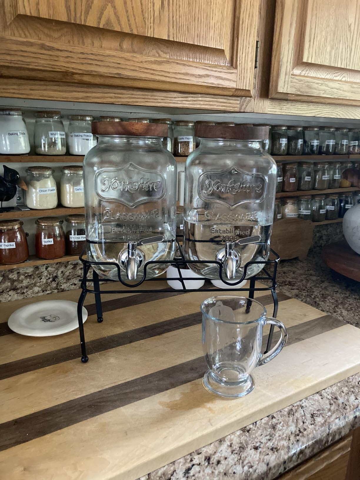 Mustry 1 Gallon Glass Drink Dispenser for Parties with Stand, 2 Pcs customer photo 1