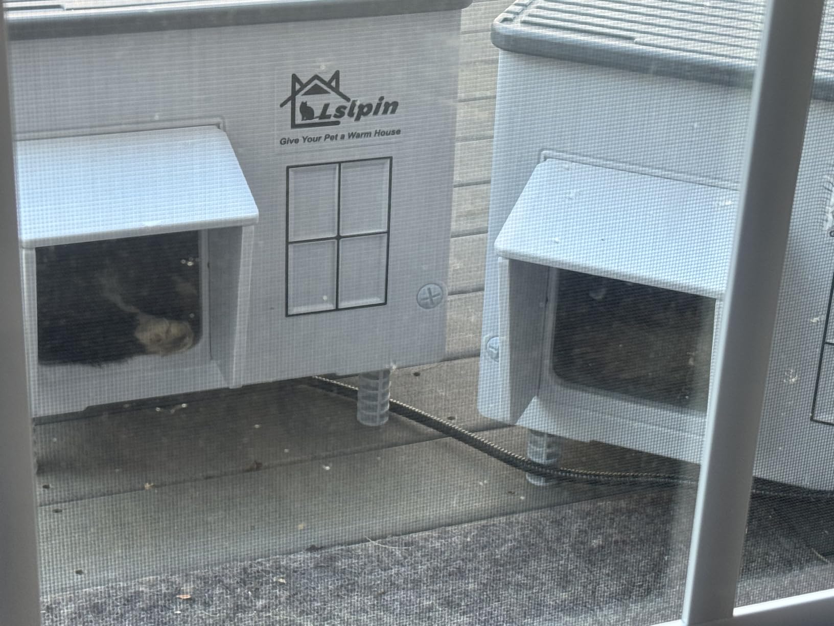 Large Heated Cat House for Outside Cats in Winter, Lslpin Weatherproof & Insulated Outdoor Feral Cat House with Escape Door,Outside Cats House Shelter with Heating Pad 21.6×16.9×17.5 customer photo 2