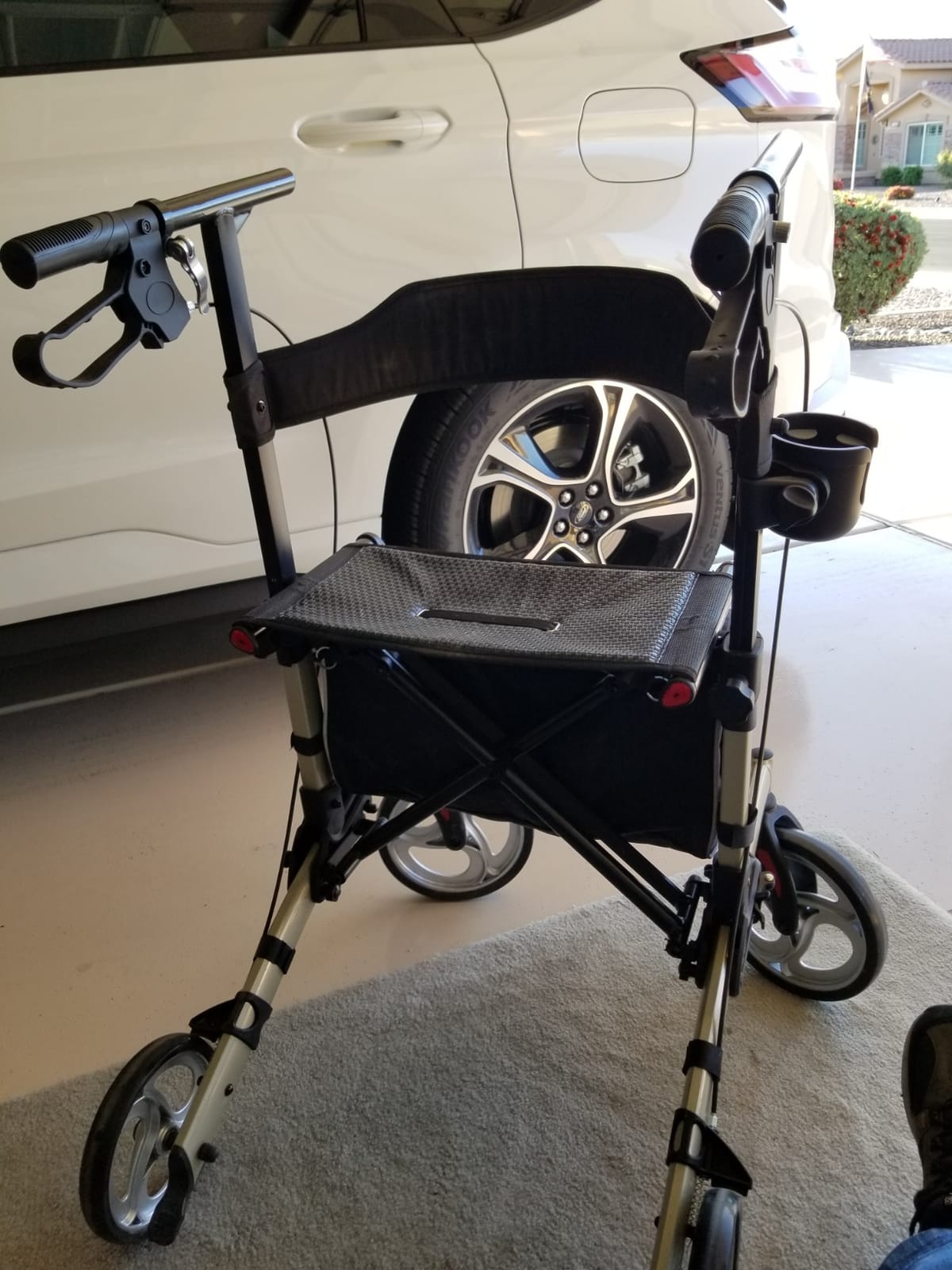 ELENKER Upright Rollator Walker, Stand up Rolling Walker with Seat, Compact Folding Design for Seniors, Purple customer photo 1