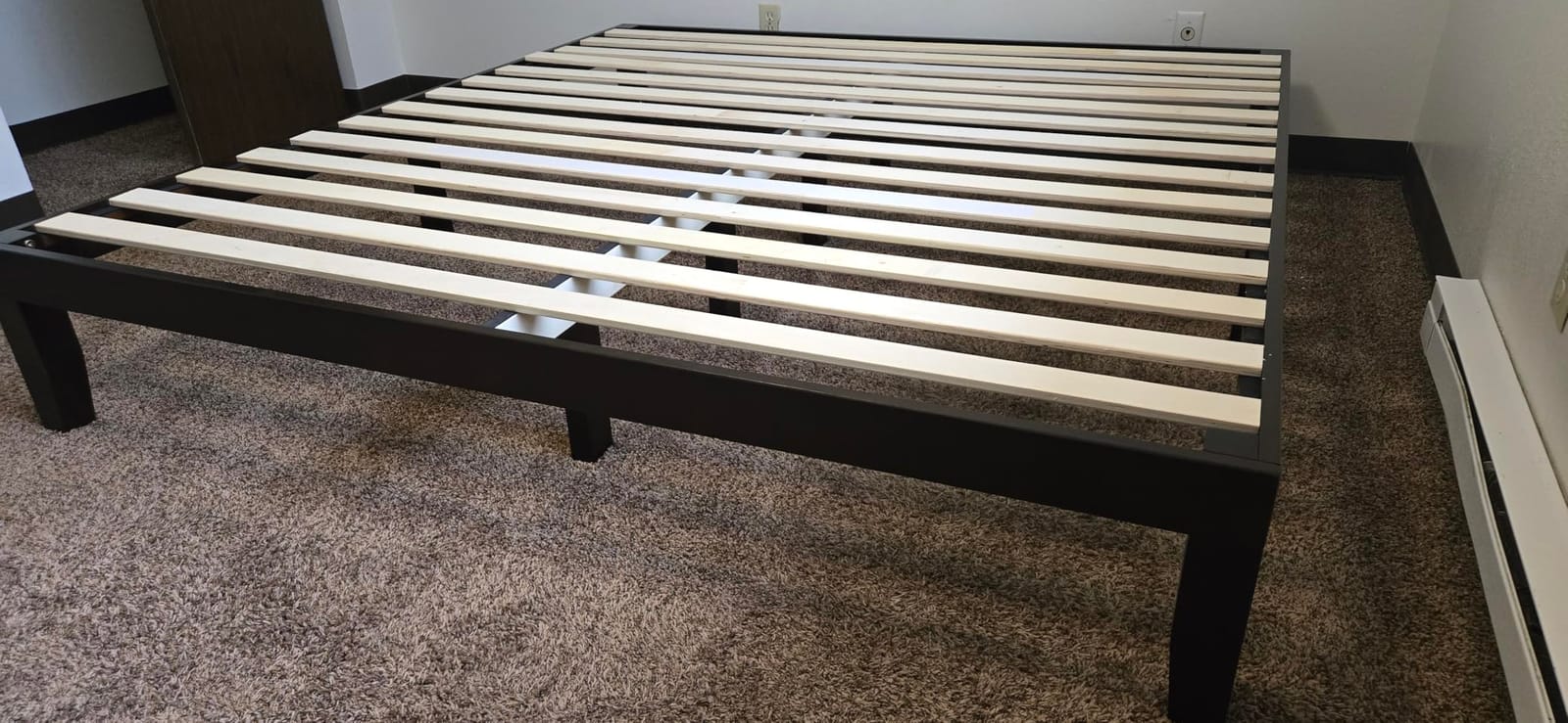 GIANTEX 14 Inch King Wood Platform Bed Frame, Minimalist Style Mattress Foundation with Solid Rubber Wood, Heavy Duty Slat Support, Without Headboard, Easy Assembly, No Box Spring Needed, Walnut customer photo 1