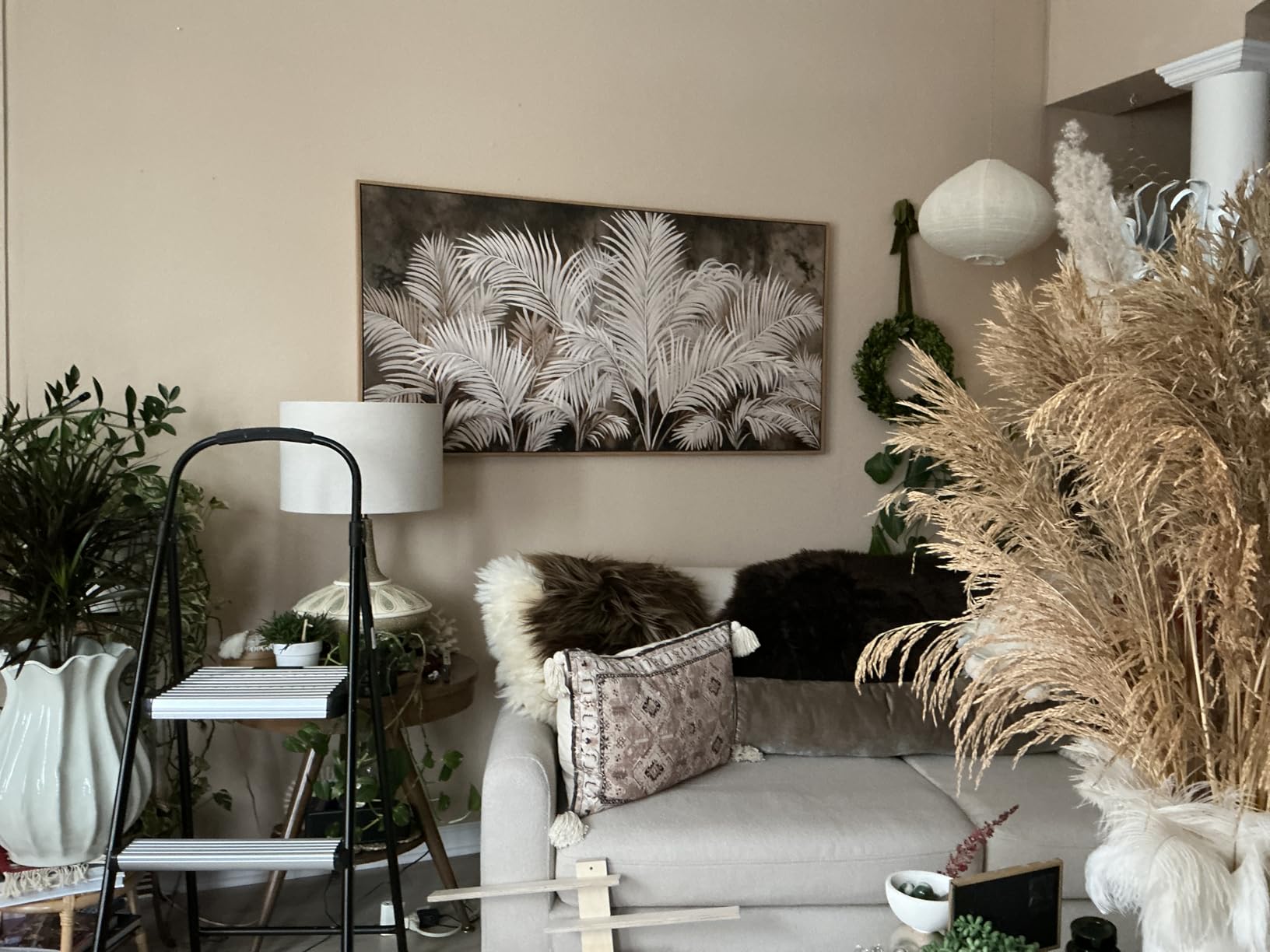 Wall Art for Living Room - Abstract Canvas Wall Decor, Modern Minimalist Painting in Black and White - Framed pictures for Bedroom, Office Artwork, Brown Bedroom Wall Decor Above Bed 29×58IN customer photo 1