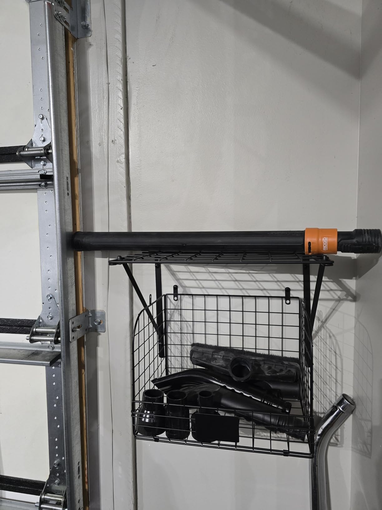 ThreeHio 2 Pack Garage Shelves Wall Mounted with Wire Baskets, Heavy Duty Garage Wall Shelving with Hooks, Wire Shelf Baskets Tool Organizer for Home Garden Garage Organization and Storage customer photo 1
