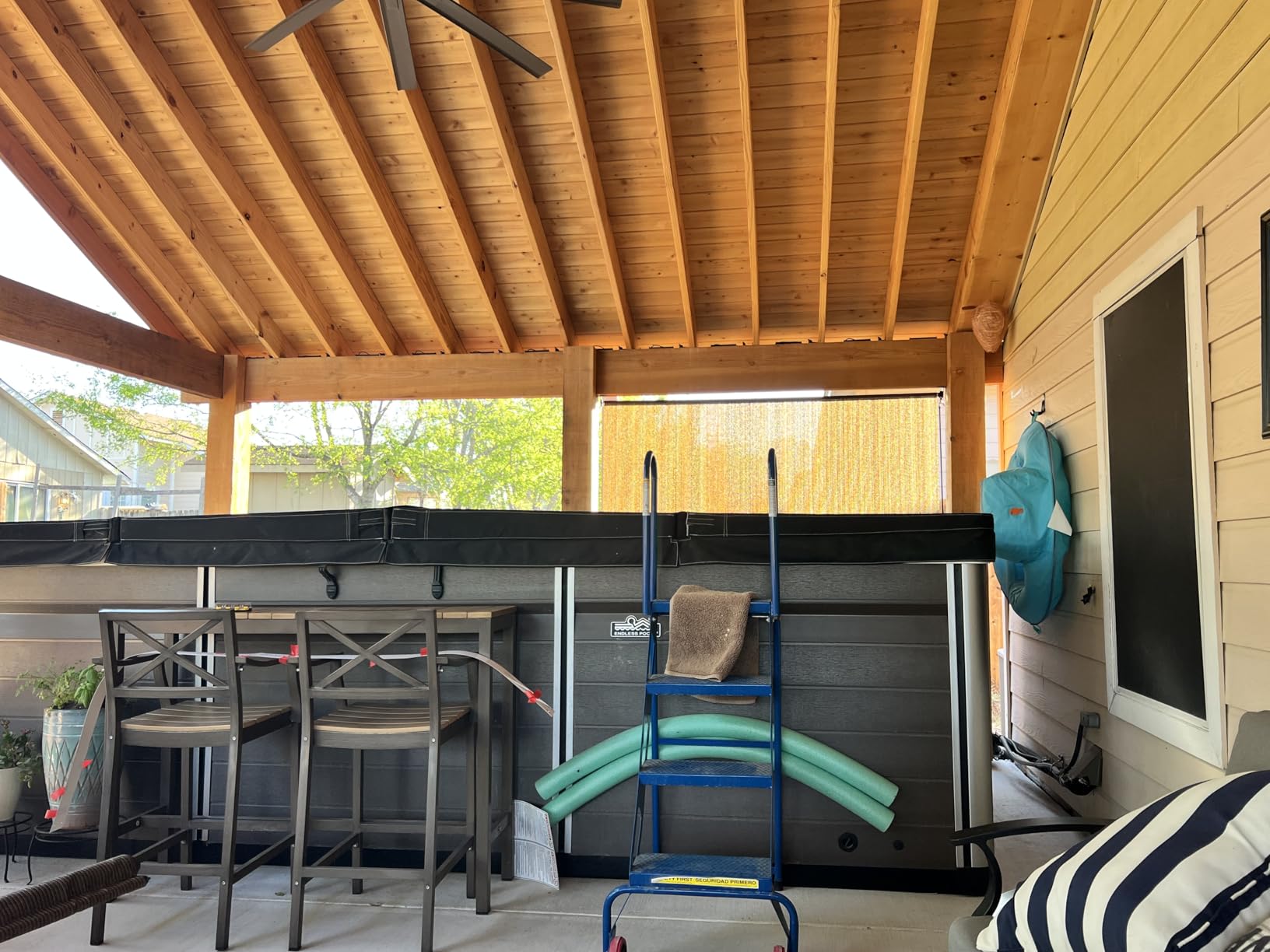 Artpuch Patio Shades Roll Up Outdoor Roller Shade (8'Wx8'H), Cordless Exterior Roller Blinds Cloth for Porch Pergola Gazebo, Mocha customer photo 1