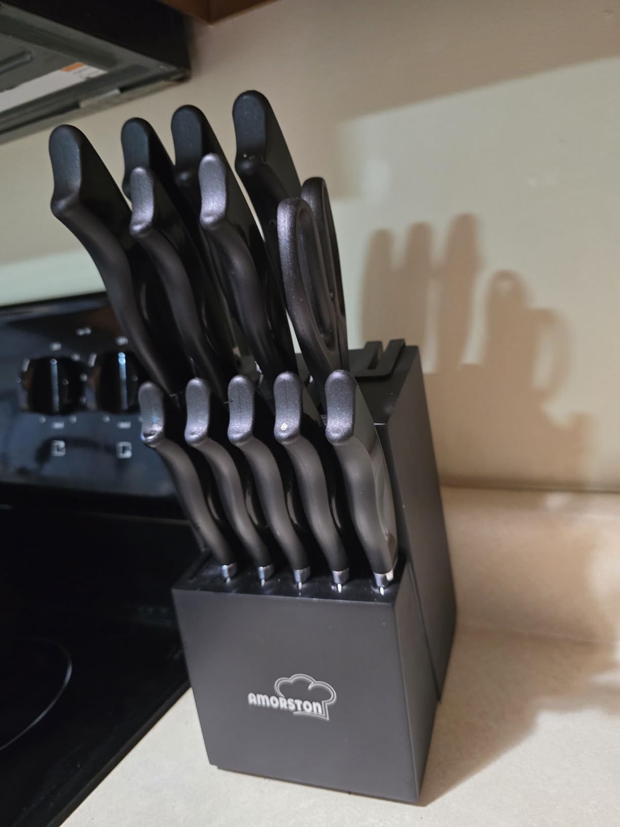 Knife Set, 15 Pieces Kitchen Knife Set with Built in Sharpener, High Carbon German Stainless Steel Knife Block Set, Dishwasher Safe, Fathers Day Gift for Men customer photo 1