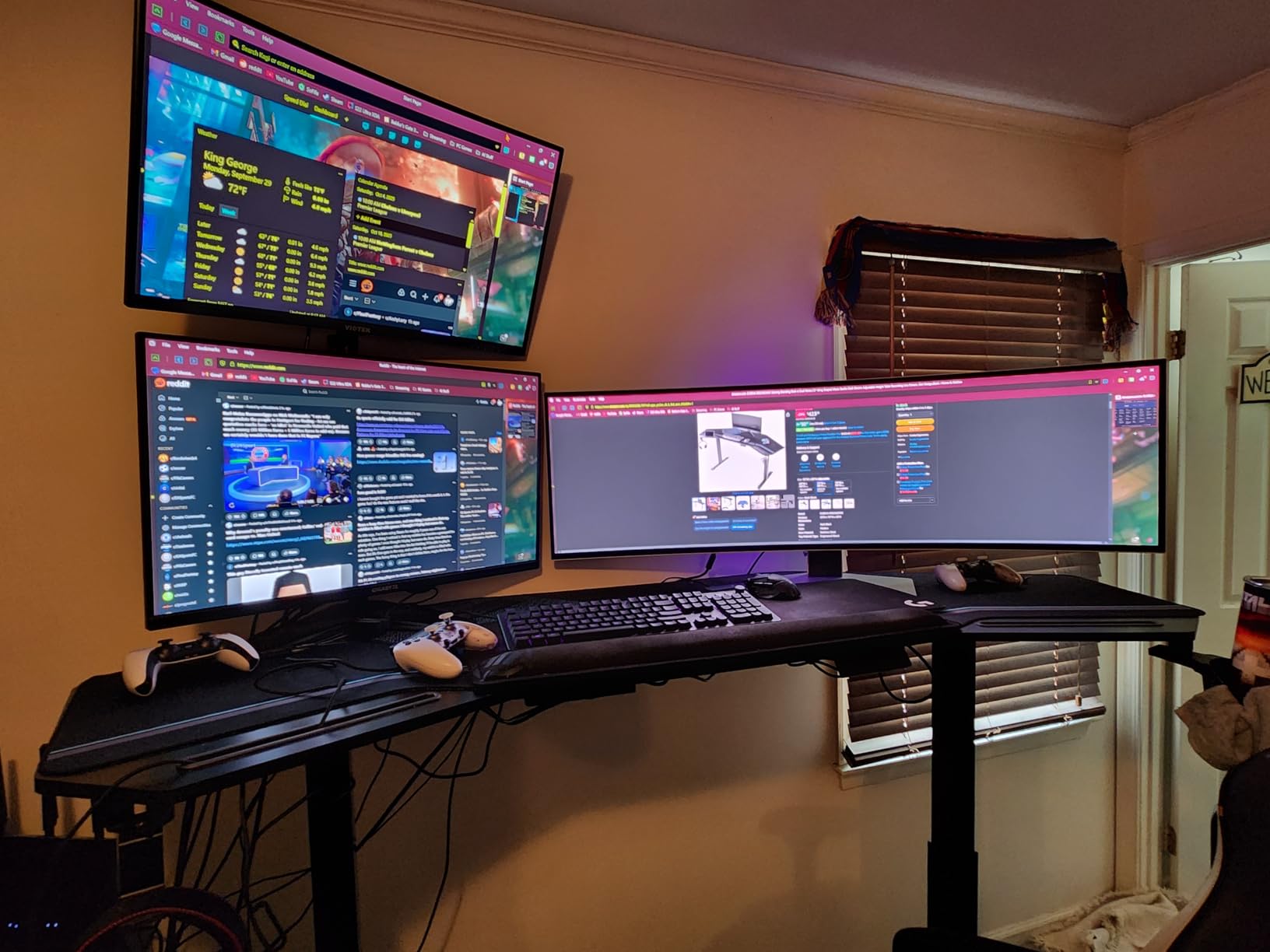 EUREKA ERGONOMIC Gaming Desk Adjustable Height Standing Desk 63