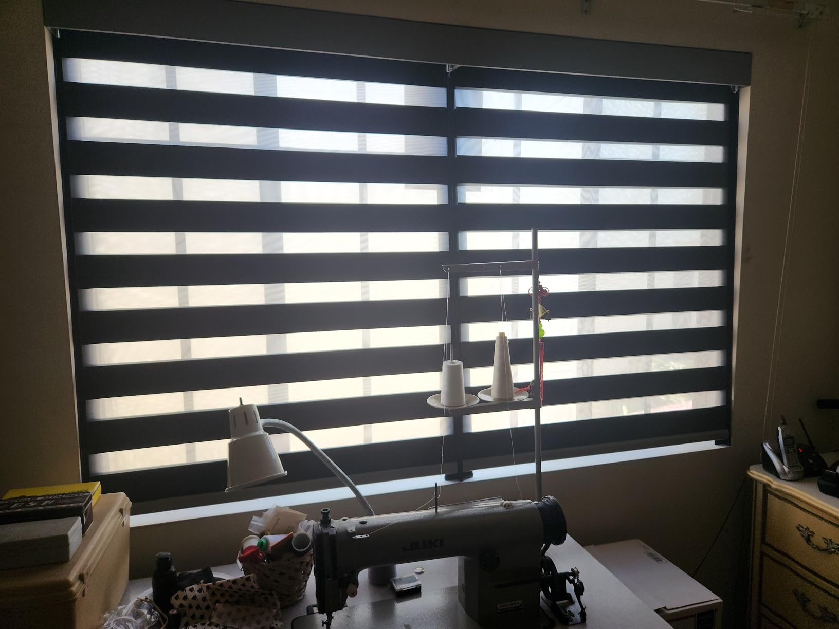 Motorized Zebra Blinds with Remote Smart Blind Work with Homekit Alexa SmartThings Electric Day and Night Shade Cordless Automatic Solar Powered Window Shade Customize(Classic White) customer photo 1