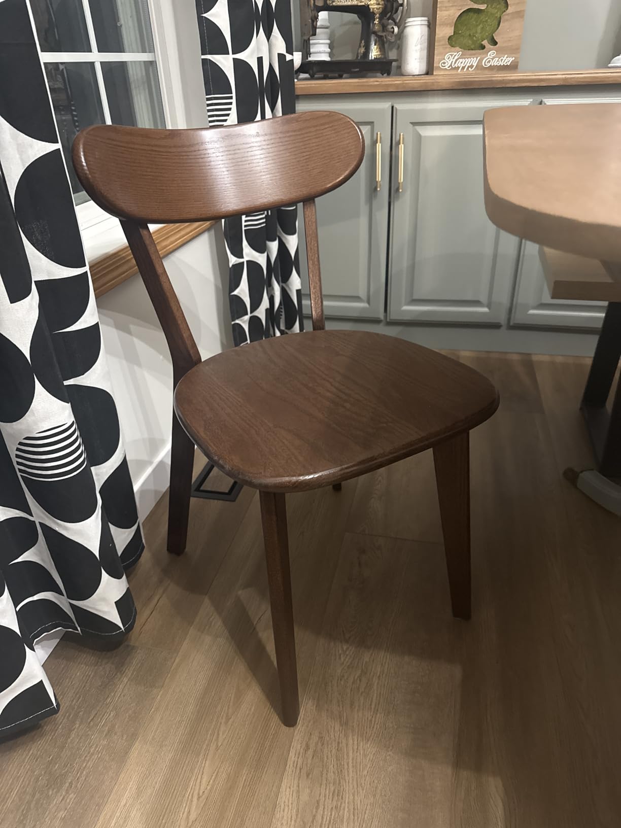 Oak Dining Chairs, Kitchen Chairs, 100% Solid Wood Modern Dinner Chair with Curved Backrest, Dining Room Chair for Kitchen, Living Room, Study (4PK, Walnut) customer photo 2
