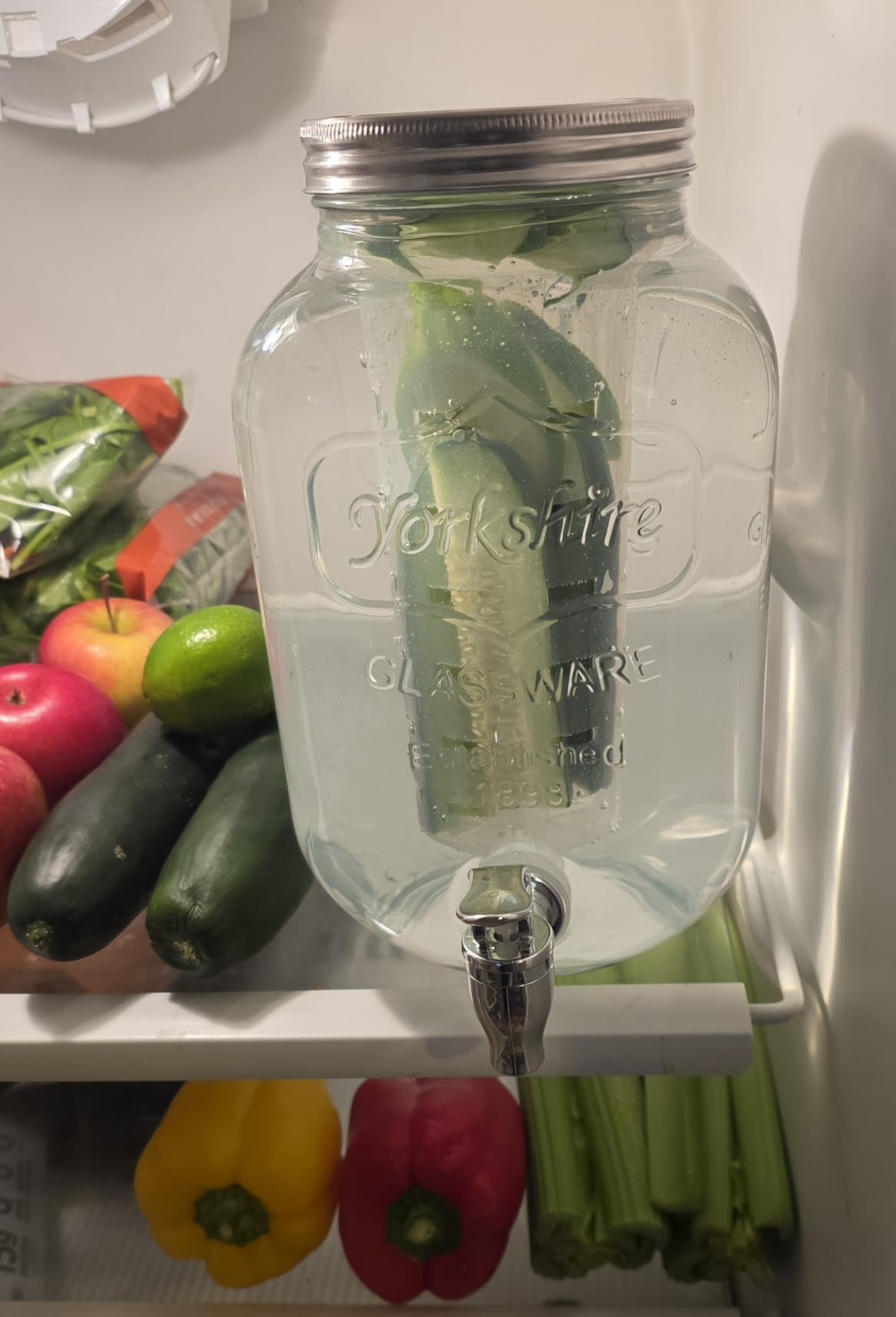 1 Gallon Glass Drink Dispensers For Parties-Set of 2,Leak-Proof Spigot | 4L Drink Dispenser with Fruit Infuser & Stand,Juice or Beverage Dispenser for BBQ,Picnic,Weddings,Lemonade Stand Supplies customer photo 1
