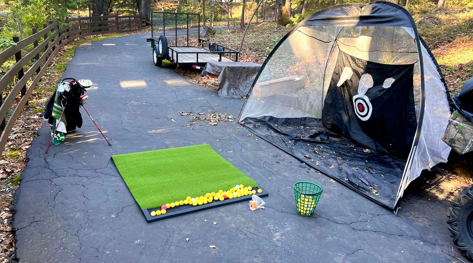 Integrated Golf Hitting Mat with Ball Tray, Thickening Golf Mats Practice Outdoor & Indoor Artificial Turf Matt with 3 Tees customer photo 2