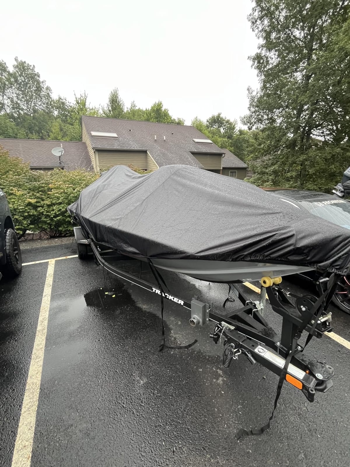 Trailerable Boat Cover 16-18ft with Outboard Motor Cover, 900D Marine Canvas Waterproof & UV-Proof Heavy Duty Boat Covers for 16 feet 17ft 18' Foot V-Hull Bass Boat Runabout Boat, Gray customer photo 2