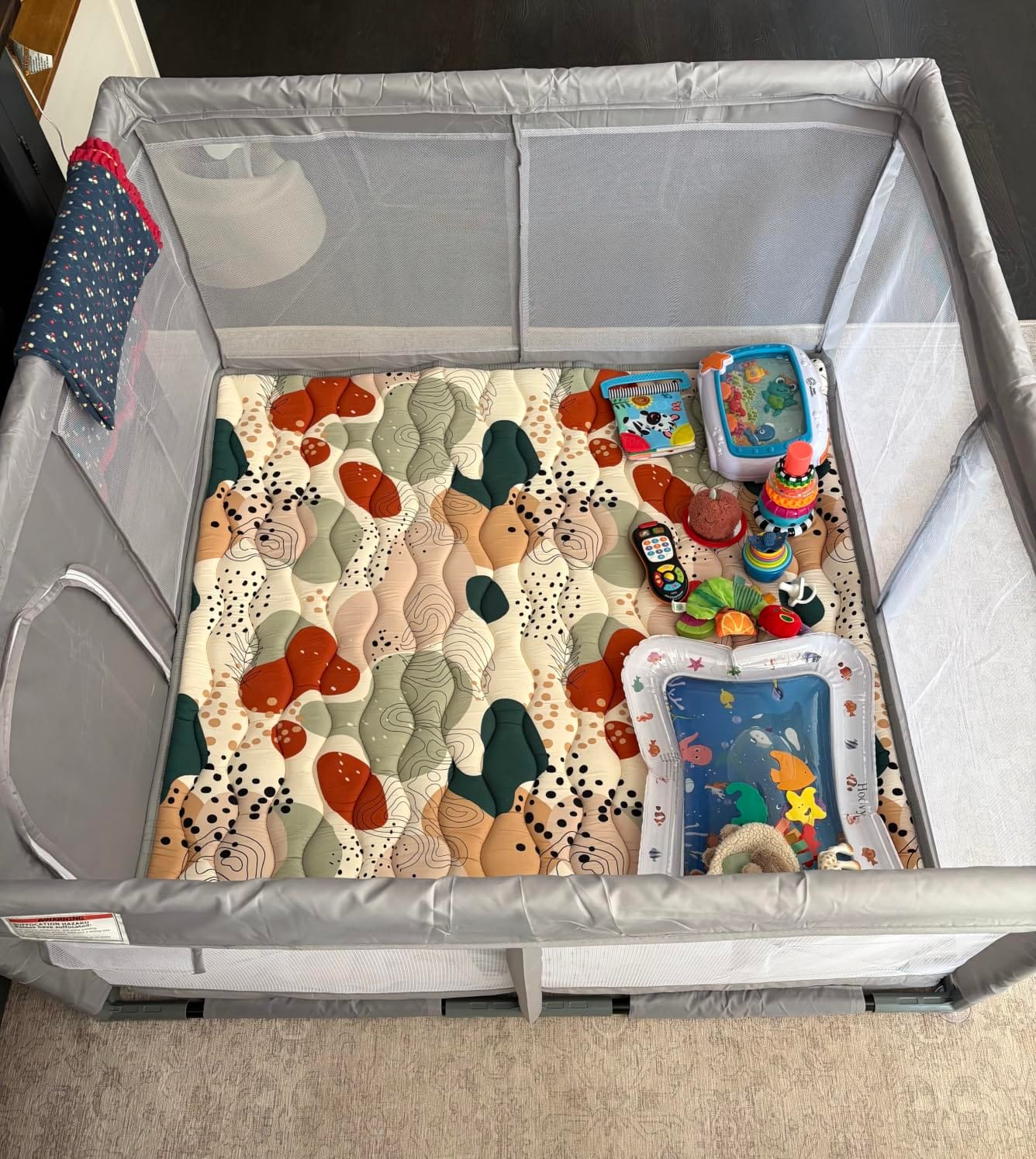 Blissful Diary Baby Play Mats for Floor, 71x59 Inch Extra Thicker & Large Soft Cushioning Foam Playmats for Babies and Toddlers, Foldable Washable Baby Crawling Mat for Playpen, Earth Tones Design customer photo 1