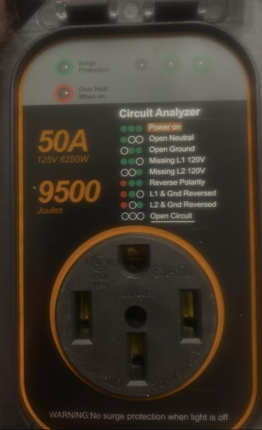 GEARGO RV Surge Protectors 50 Amp, 15000 Joules RV Circuit Analyzer, IP68 Surge Voltage Protection (Orange) customer photo 1