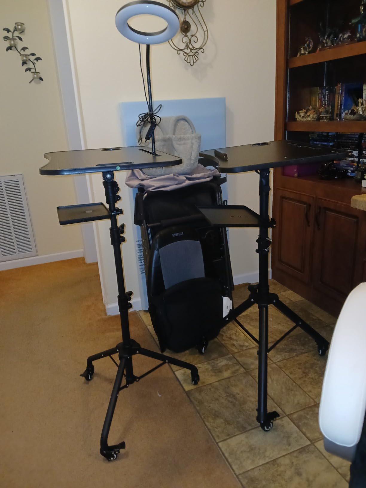 ZEAPTAC Laptop Bed Desk, Foldable Lap Desk, Portable Lap Table, Laptop Stand with Cup Holder, Tablet Slot & Lifting Handle for Work, Write, Draw & Eat on Bed, Sofa or Couch - Black Stripe customer photo 2