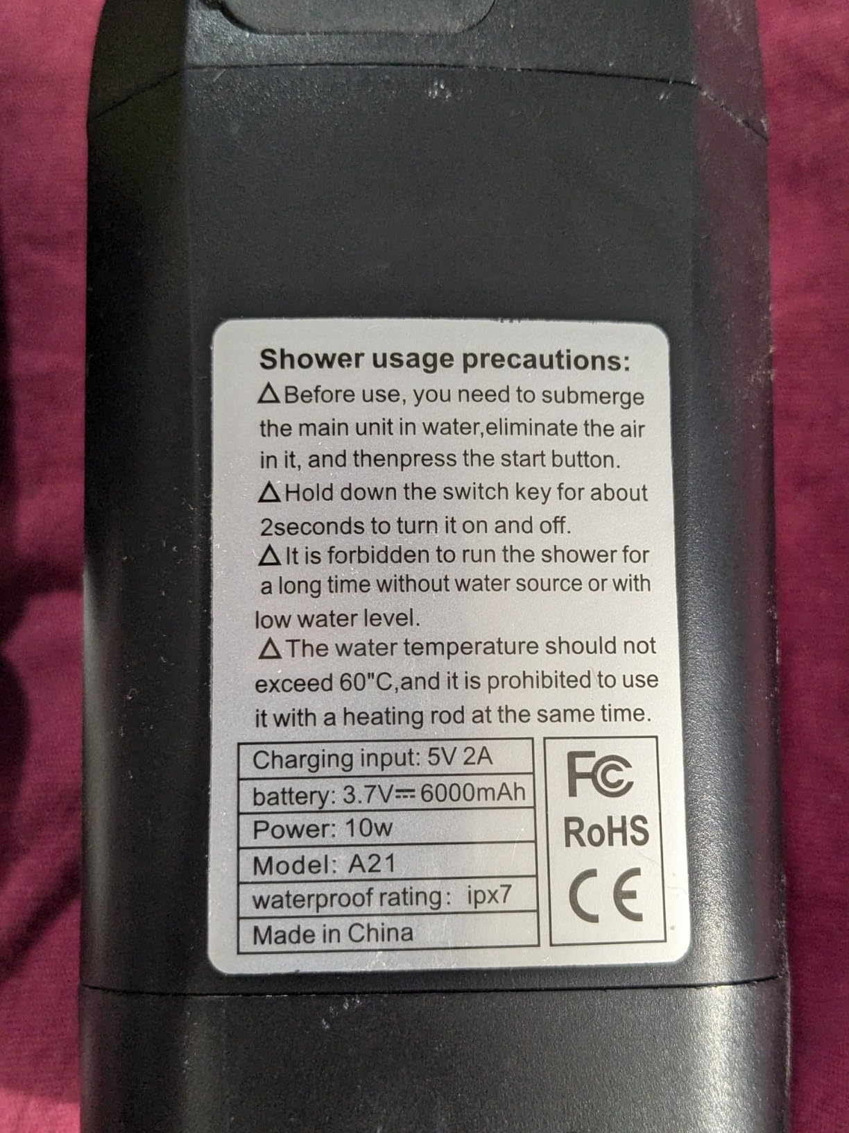 Spopal Portable Shower for Camping, [Long-Lasting] 6000mAh Rechargeable customer photo 1