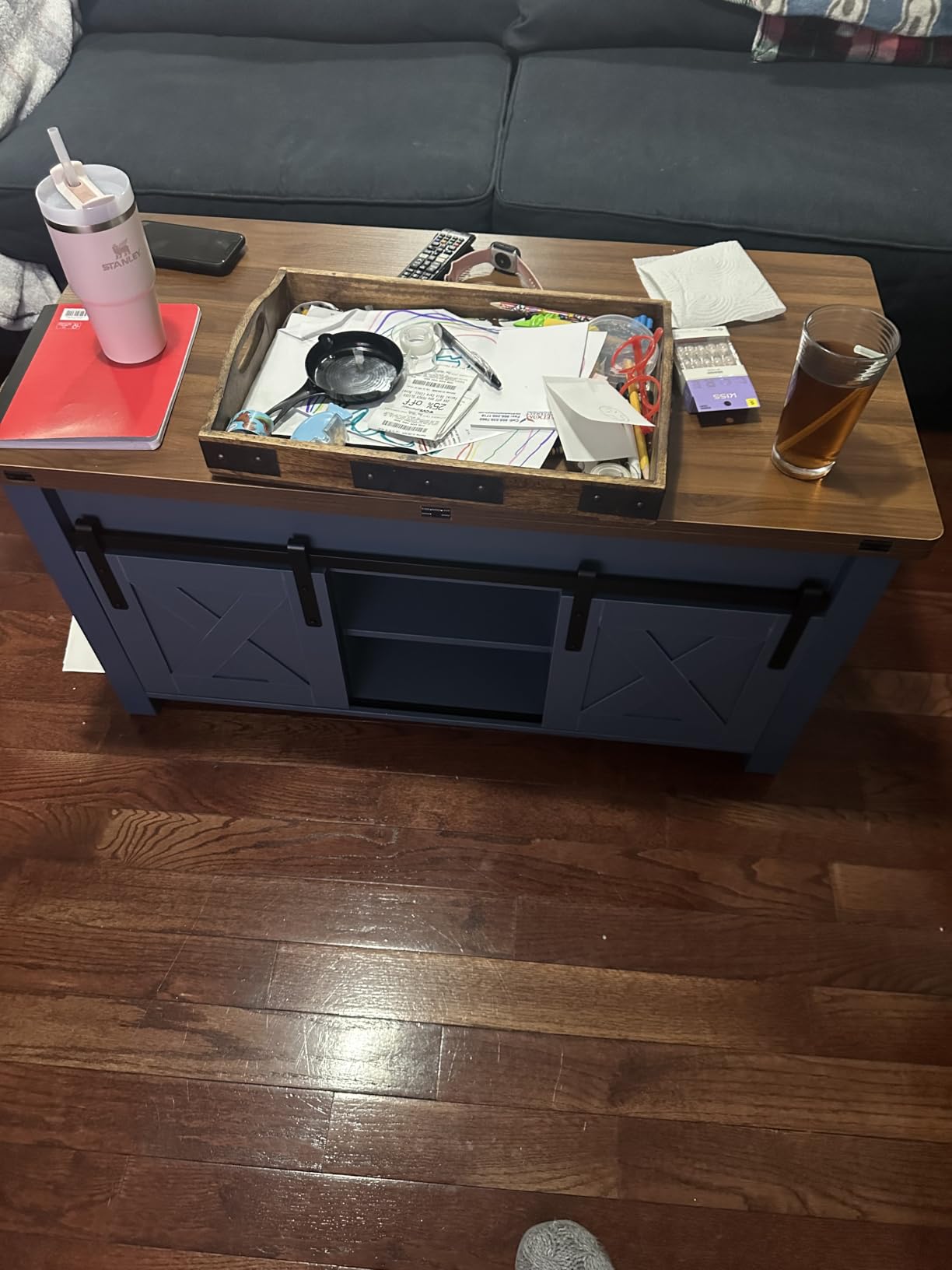 SEDETA Farmhouse Lift Top Coffee Table with Storage and Hidden Compartment customer photo 2