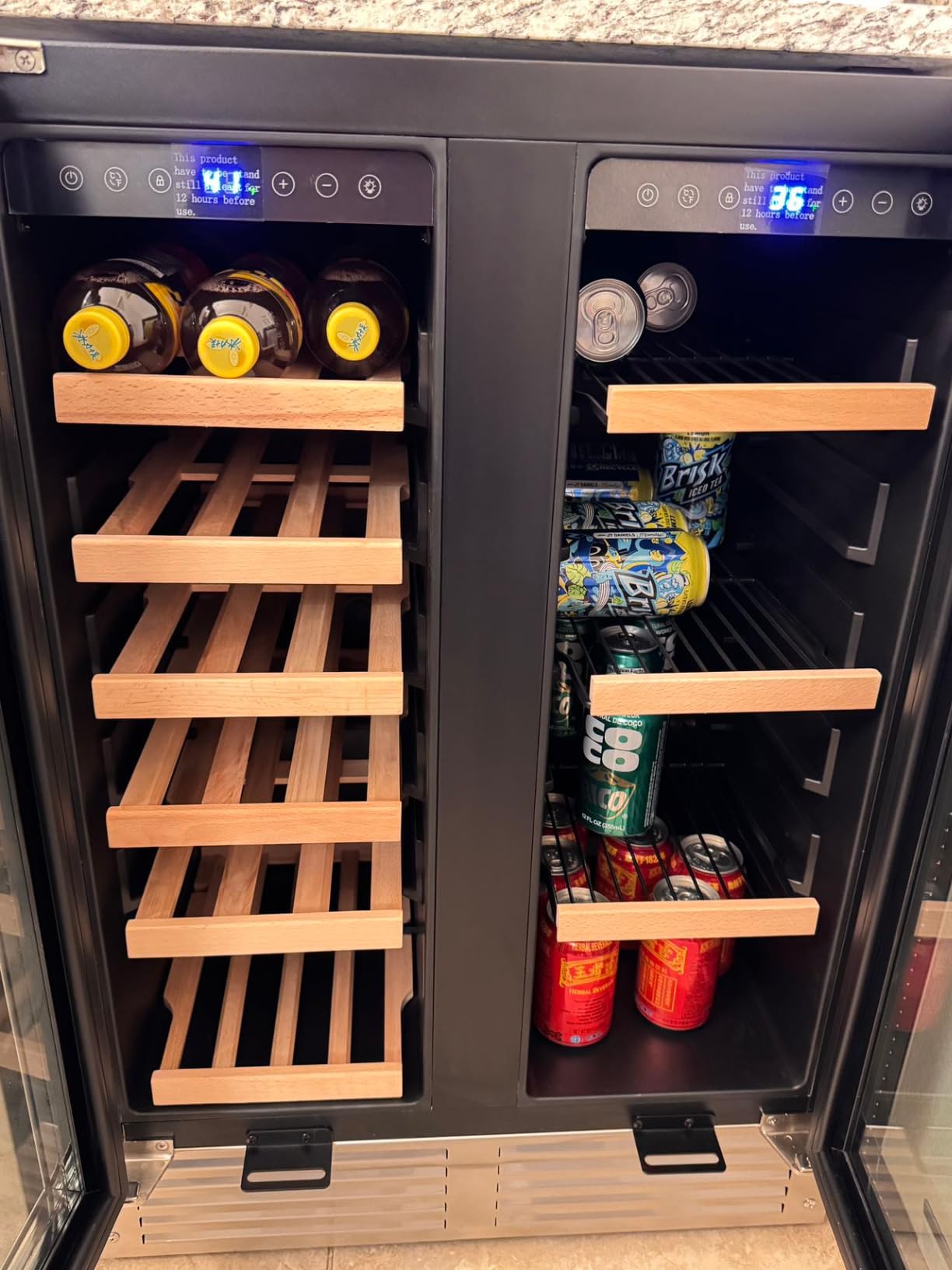 BODEGA 24 Inch Wine and Beverage Refrigerator, Dual Zone Wine and Bar Beverage Cooler, Commercial Black Bar Cooler With 2 Glass Doors, Bar Fridge Hold 19 Bottles and 57 Cans,Built-In or Freestanding. customer photo 2
