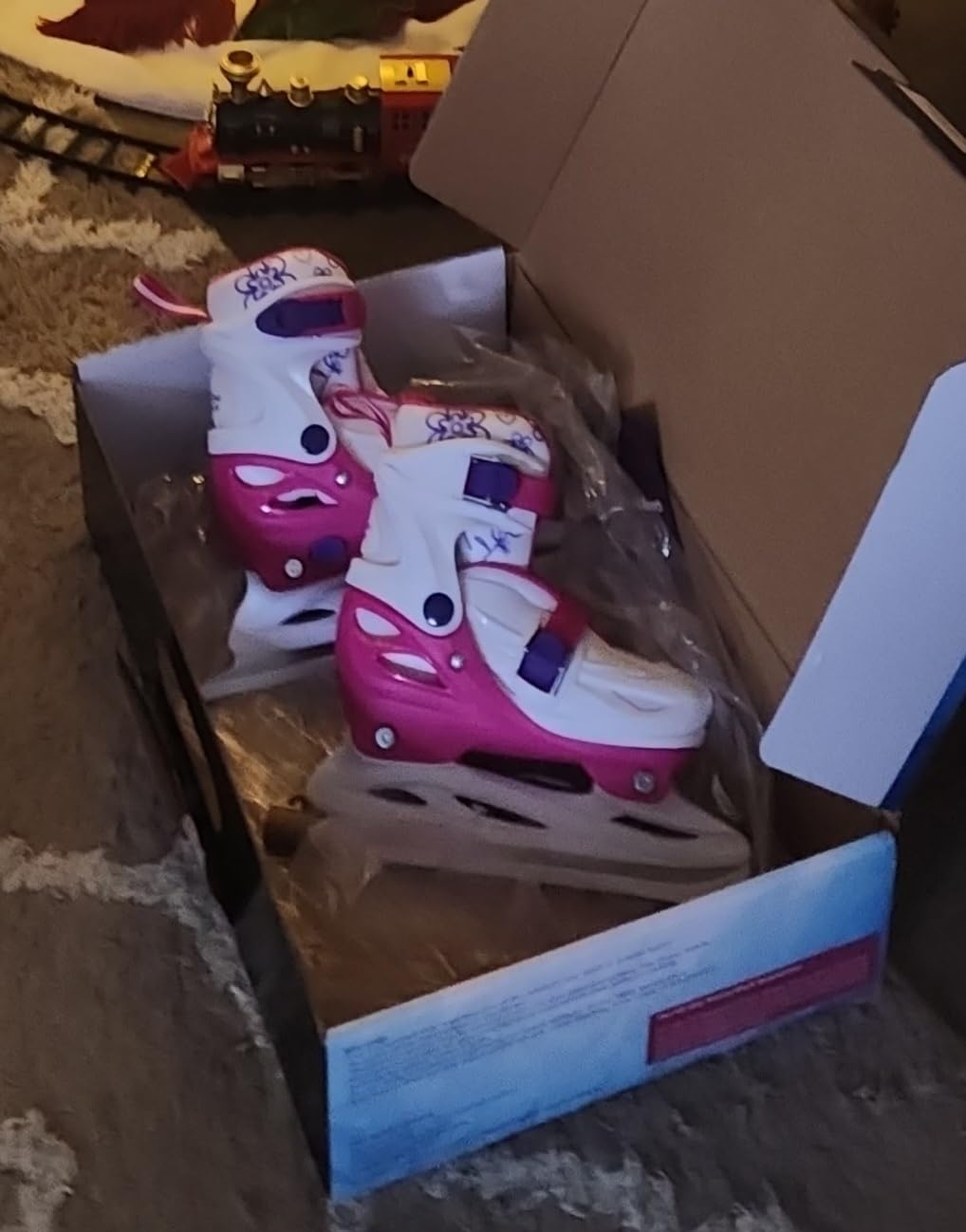 Xino Sports Adjustable Ice Skates - for Girls and Boys, Two Awesome Colors - Blue and Pink, Soft Padding and Reinforced Ankle Support, Fun to Skate!… customer photo 1