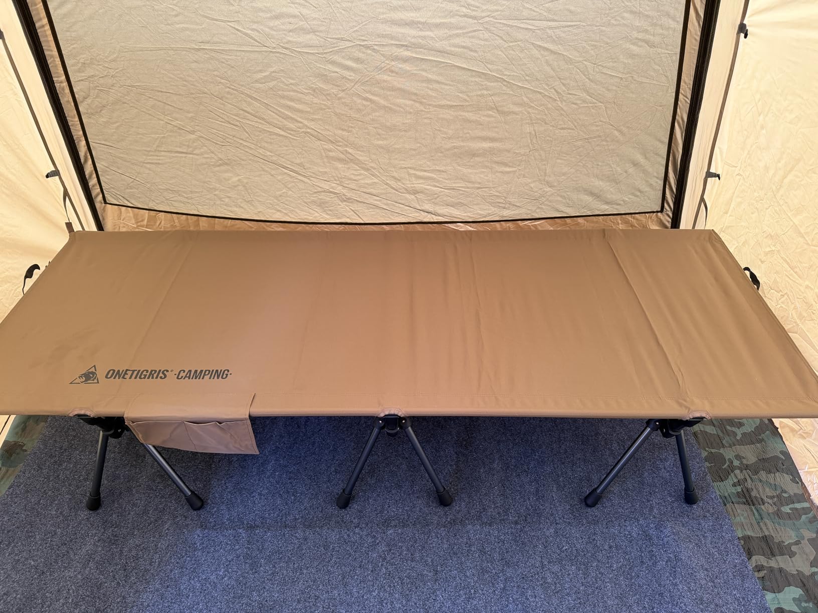 ONETIGRIS SUPRANUBIS Camping Cot, Height Adjustable with Cot Leg Extenders, Strong Support 330lbs, Lightweight Comfortable Folding Bed for Camping, Hiking, Travel, Truck, Beach, Office Nap customer photo 1