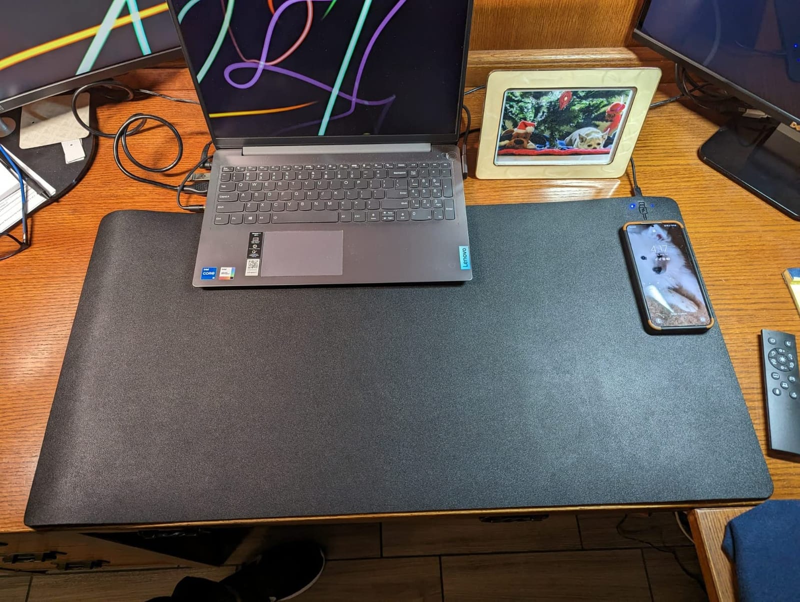 Desk Mat Wireless Charging Mouse Pad Large 32x16 Journey Desk Pad Mat with Wireless Charger Waterproof Pink Leather Computer Mat with Phone Charger Mousepad Non-Slip for Keyboard and Mouse customer photo 2