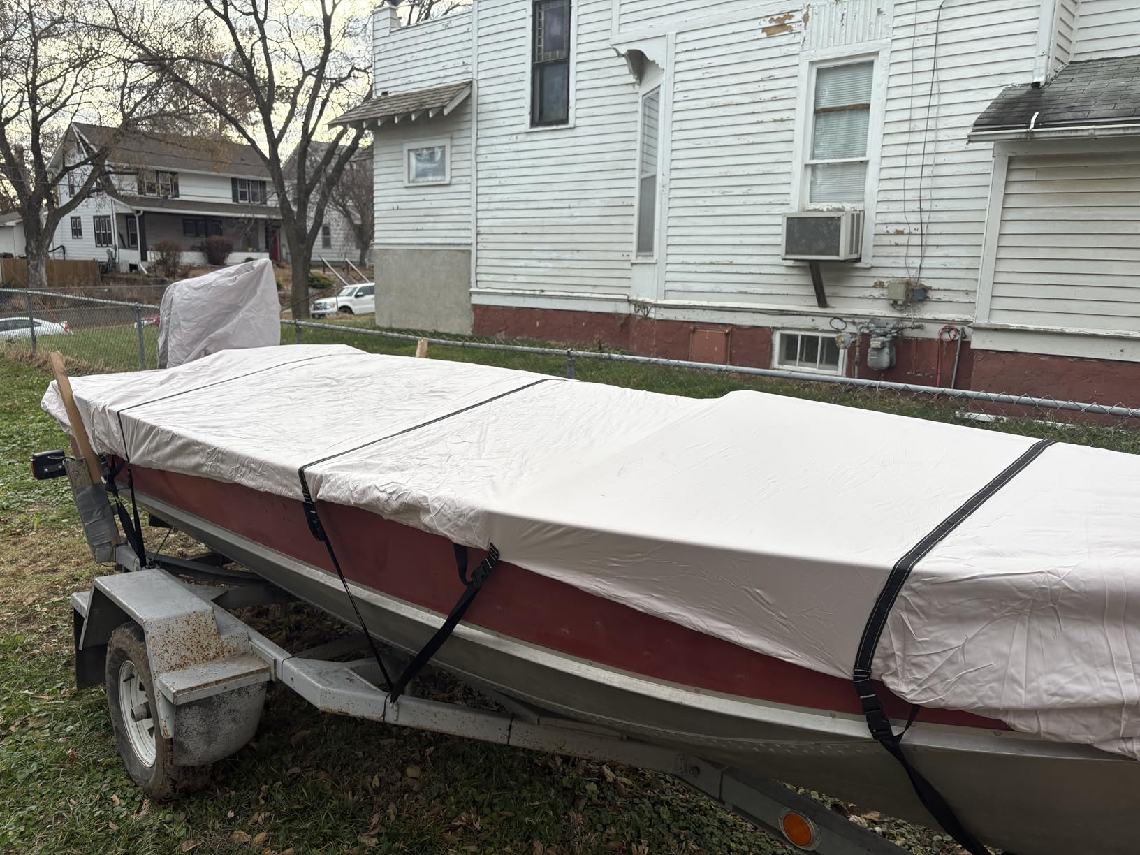 Heavy Duty 5 Layers 1200D Jon Boat Cover 14ft - 16ft with Motor Cover | 100% Waterproof Trailerable Jon Boat Covers 14-16 Foot with 9+4 Pcs Windproof Straps customer photo 1