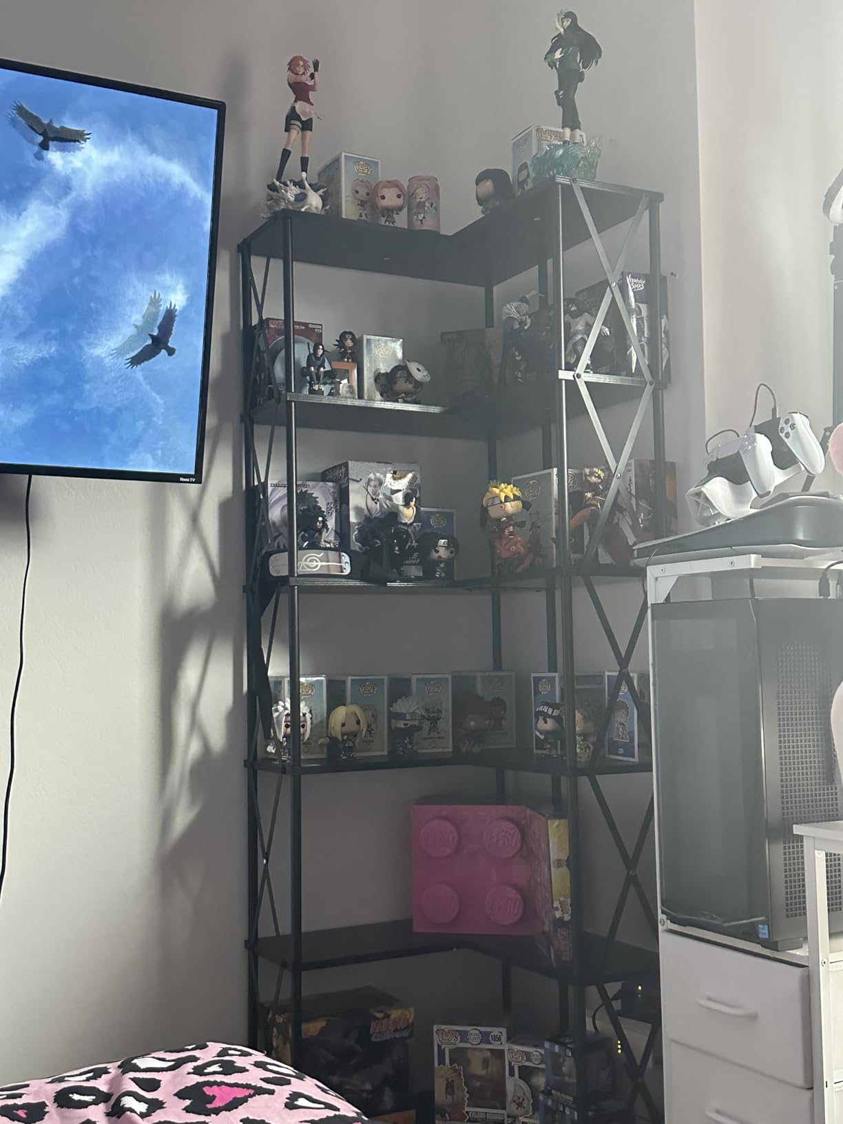 HOOBRO Corner Bookshelf, 5-Tier L-Shaped Bookcase, Industrial Open Display Shelf Tall Storage Organizer, Vertical Storage Rack, for Living Room, Home Office, Black BB60SJ01 customer photo 2