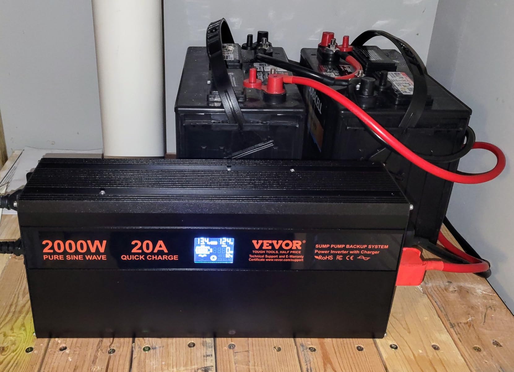 VEVOR 2000W Sump Pump Battery Backup with LCD, Automatically Shifts to Inverter Power Ensuring Uninterrupted Operation, Essential for Emergencies & Power Failures customer photo 2