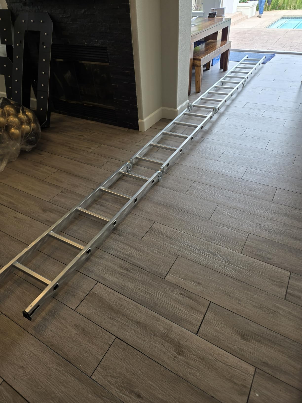 VEVOR Multi-Purpose Folding Ladder, 7-in-1 Tall Step Ladder, A Frame 3 Step Adjustable Telescoping Ladder, 12ft Reach Height Heavy Duty Extension Ladder, 330 lbs Capacity for Household Outdoor Work customer photo 2