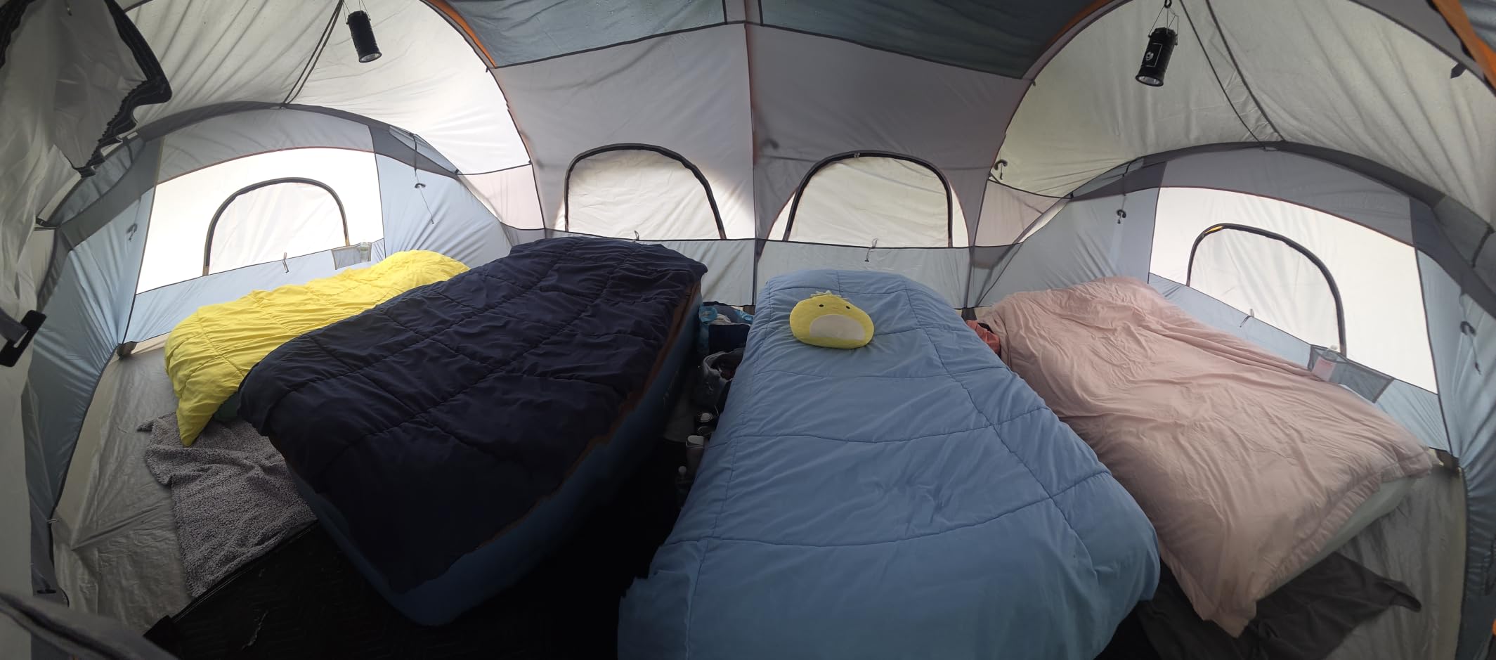 CAMPROS CP 12 Person Camping Tent, 3-Room Family Tent, Rainfly, Waterproof | Windproof double-layer design with 2 divider curtains, 6 large mesh windows, easy setup, and a carry bag, 20' x 9' x 72
