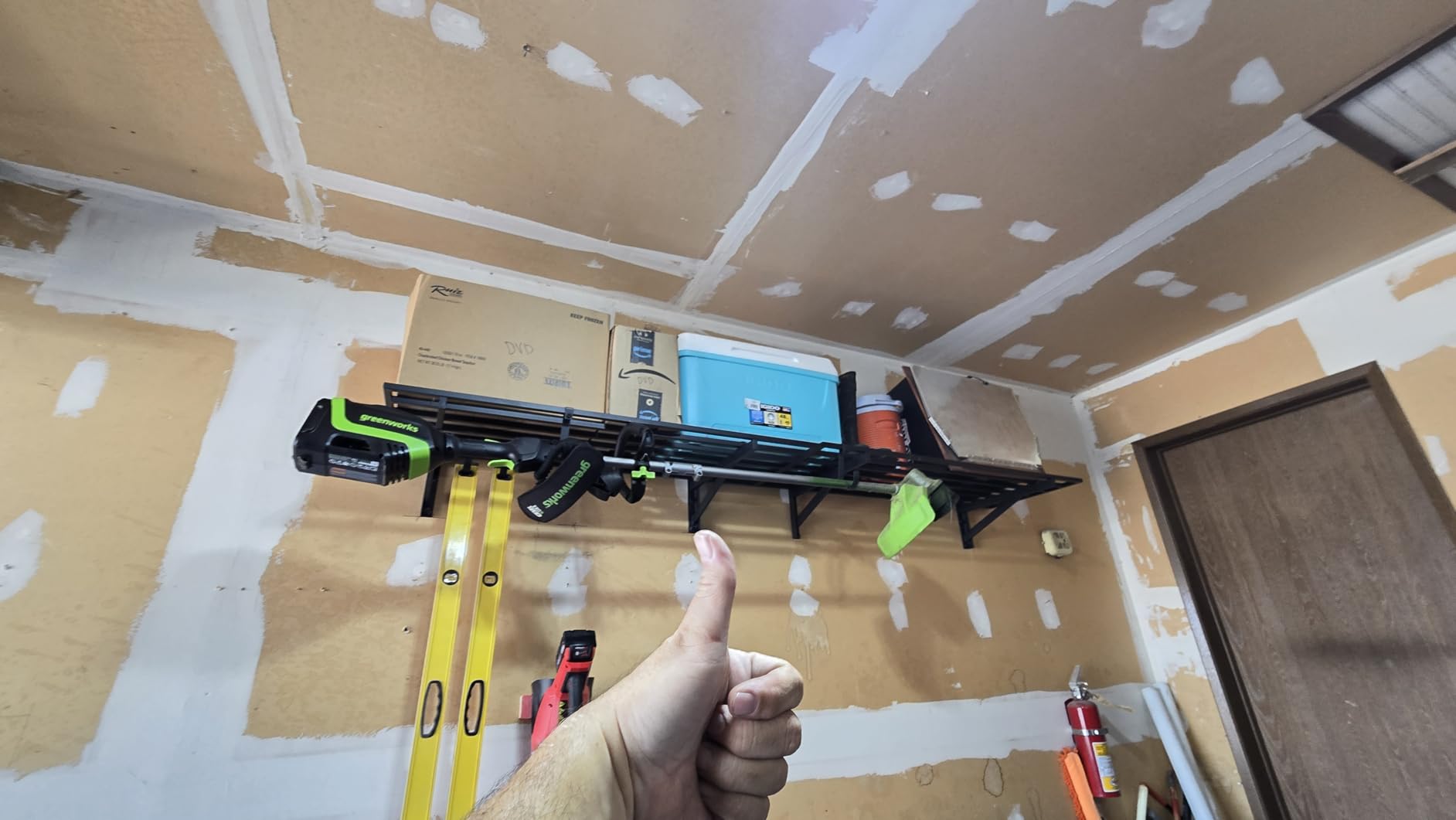 Jusgym 2 Pack Garage Shelving Wall Mounted with 8 Hooks, 2x4ft, 500lbs customer photo 2