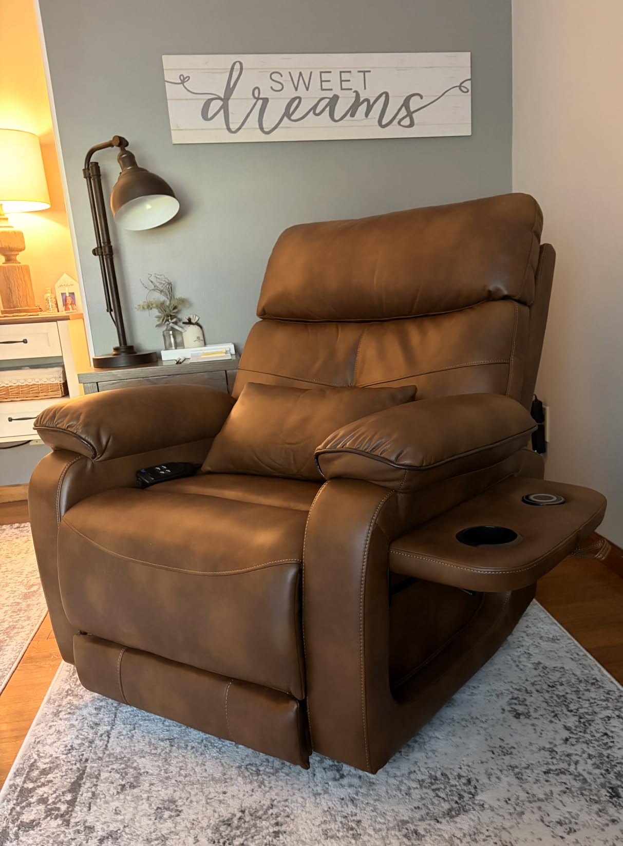 Dual Motor Power Lift Recliner Chair for Adult & Elderly, Leather, Beige customer photo 1