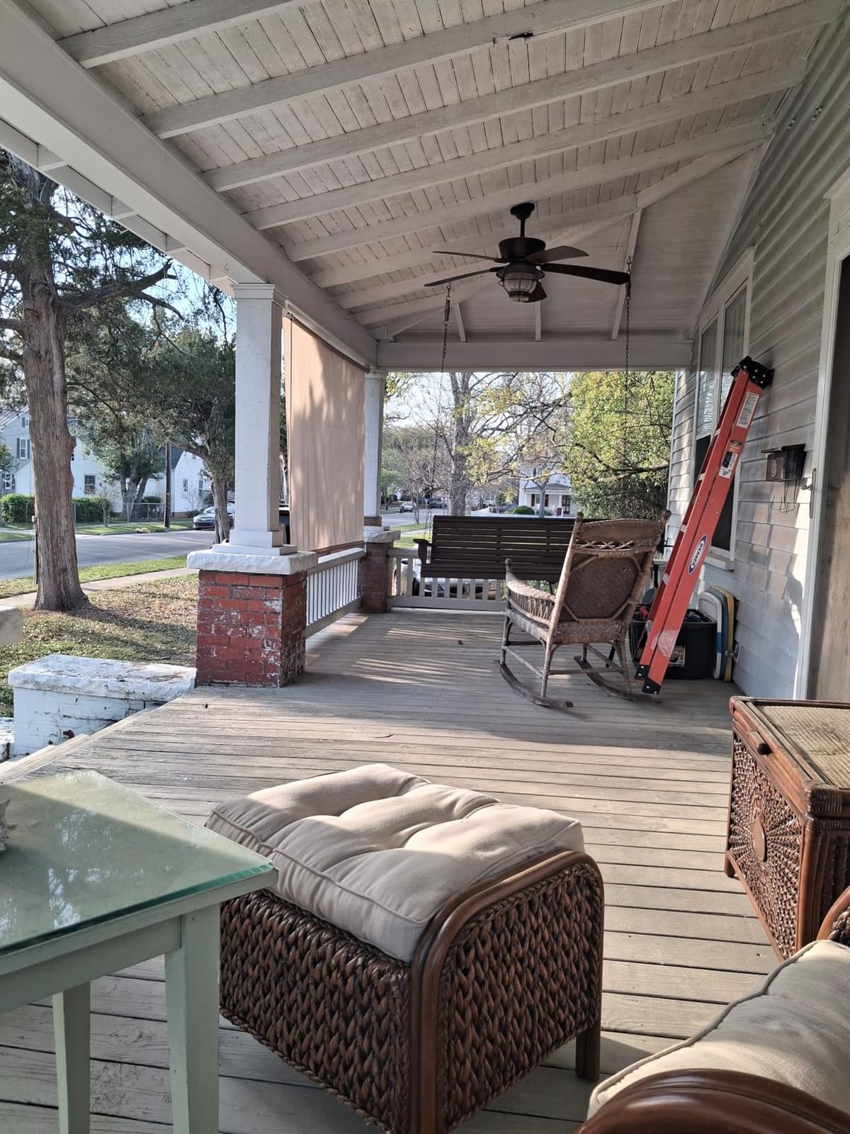 sunoff Outdoor Shades for Patio, Cordless Roller Up Blinds with Shade Cloth for Porch Gazebo Pergola Balcony Backyard, 2 Poles & 1 Fabric, Sesame, 48