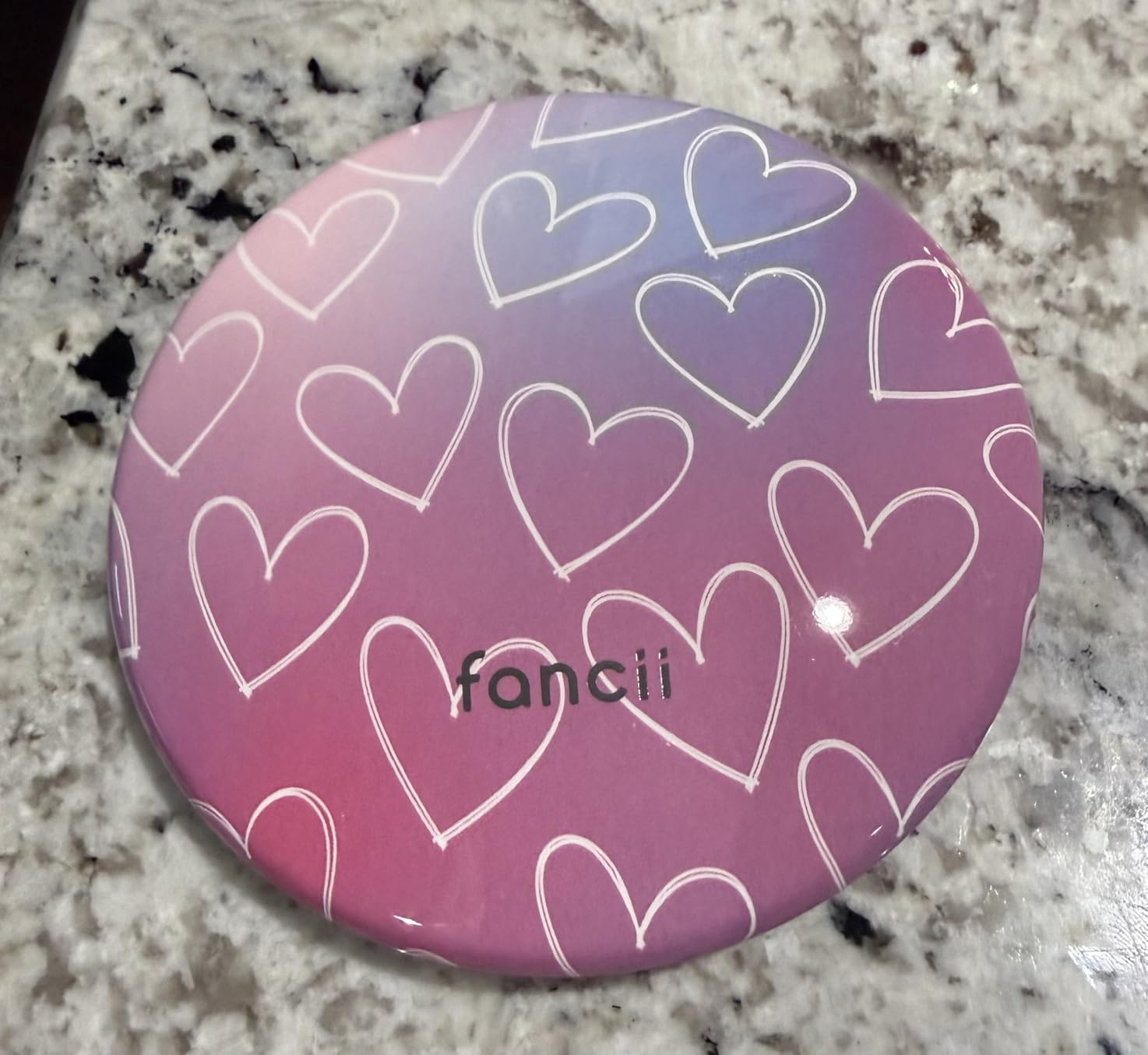 Fancii Taylor LED Lighted Travel Makeup Mirror, Rechargeable, 10x /1x Magnifying, Tru-Glow Lighting System, XL Large 5” Wide | Compact Mirror for Purses (Marble Rose) customer photo 2