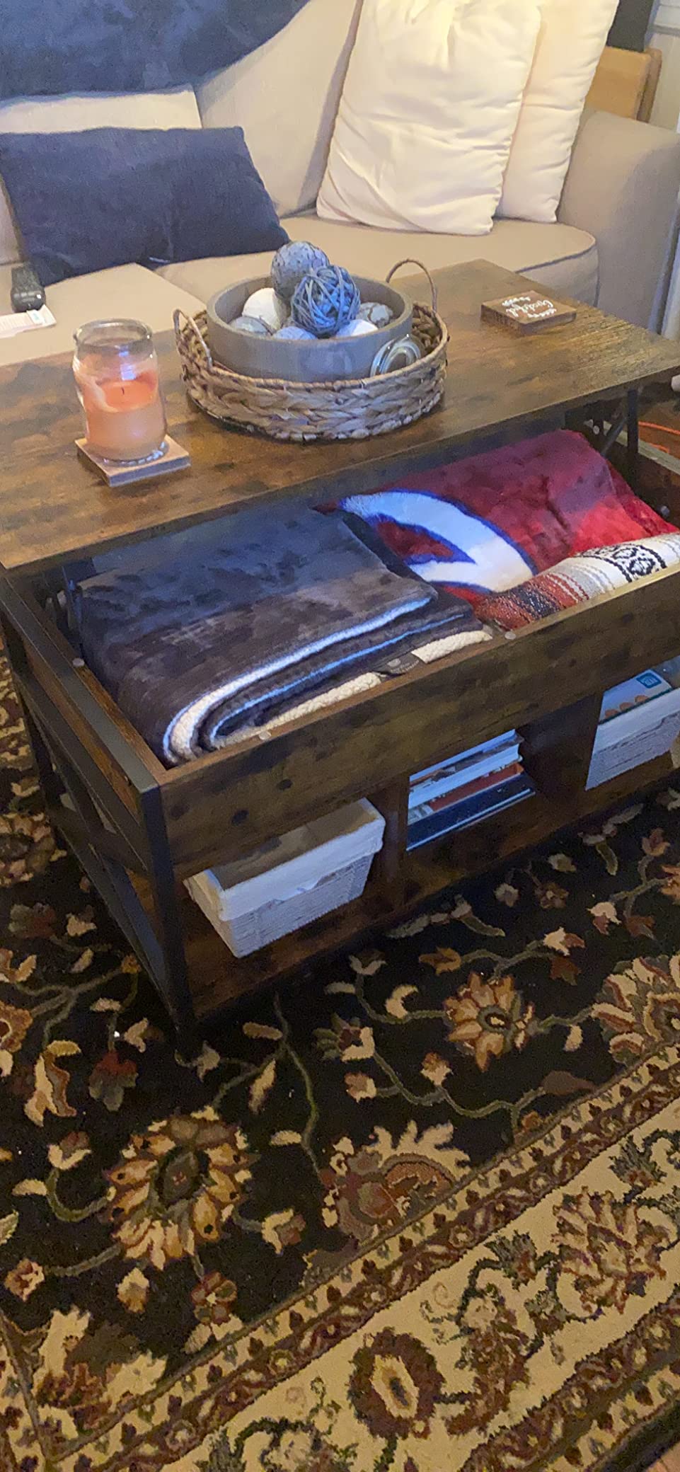 VASAGLE Lift Top Coffee Table, 3 in 1 Center Table with Storage, 2 Drawers customer photo 1