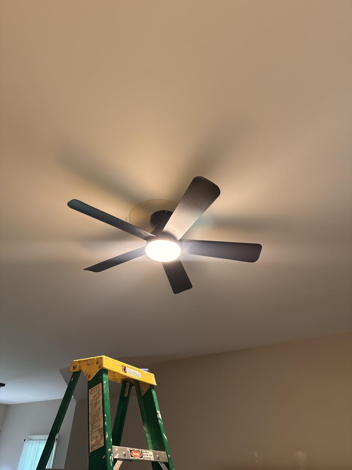 Depuley Modern Ceiling Fan with Light: 42-Inch Black Small Fans for Bedroom Indoor Outdoor - Dimmable Low Profile Ceiling Fans with Remote Control Flush Mount 5 Reversible Black Blades 6 Speeds Timer customer photo 2