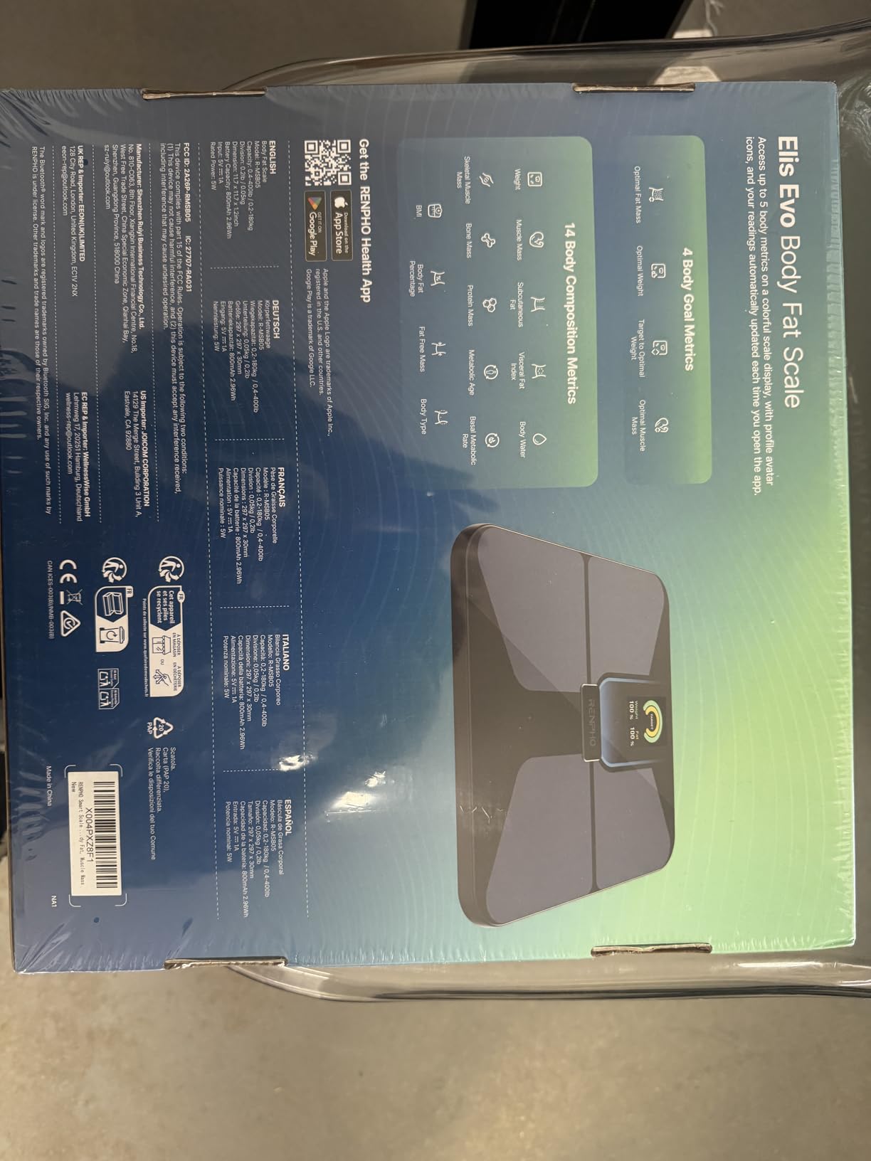 RENPHO Elis Evo Smart Scale, Wi-Fi & Bluetooth, Rechargeable, Body Fat customer photo 2