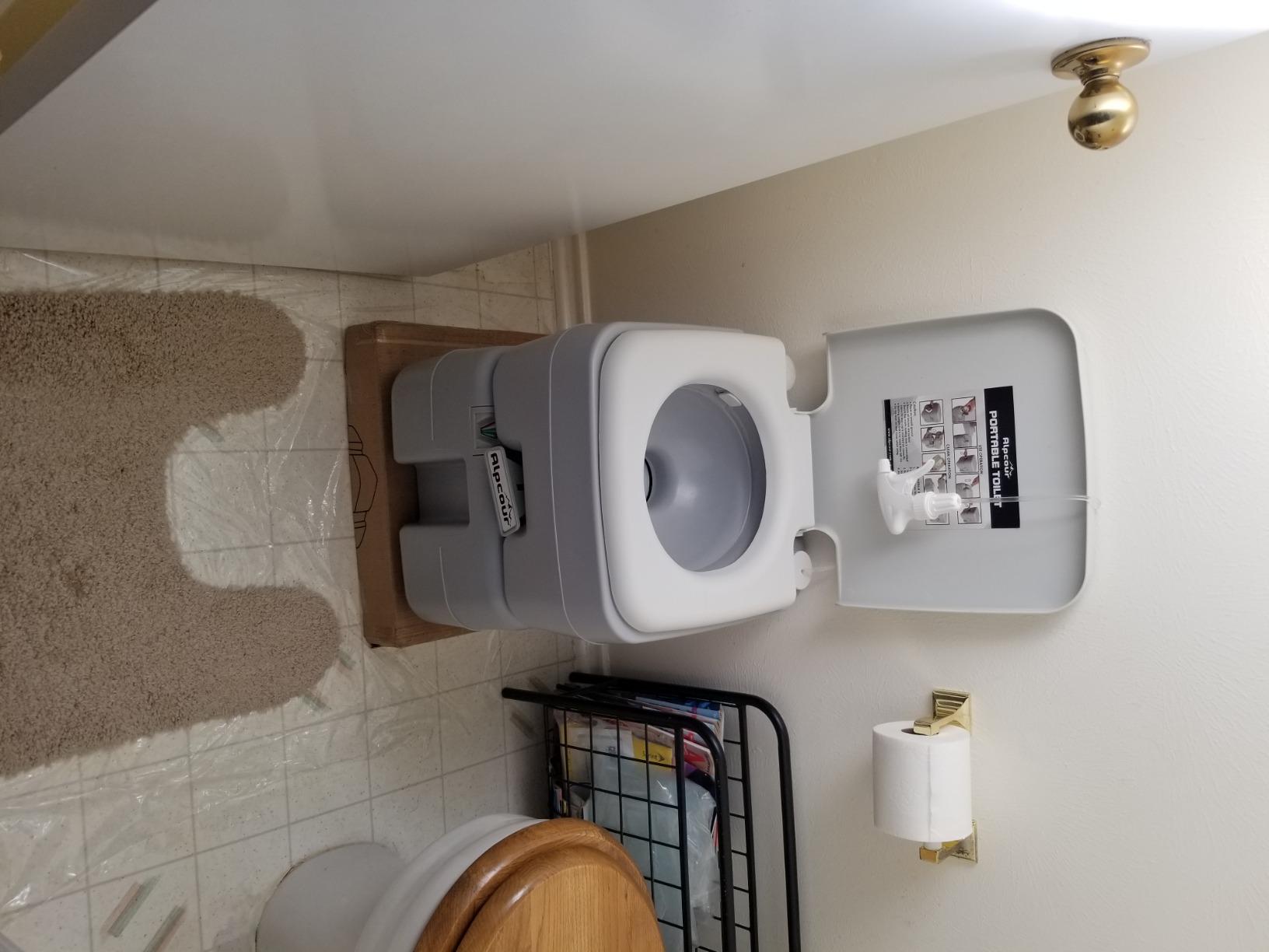 Alpcour Portable Toilet - Compact Indoor & Outdoor Commode w/Travel Bag for Camping, RV, Boat - Piston Pump Flush, 6 Gallon Waste Tank, Built-In Pour Spout & Washing Sprayer for Easy Cleaning customer photo 2