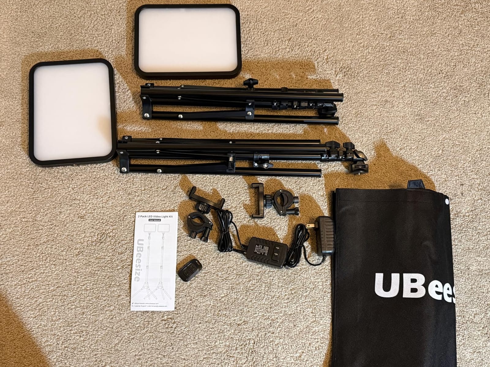 UBeesize 2-Pack LED Video Light Kit with Tripod Stand & Phone Holder customer photo 2