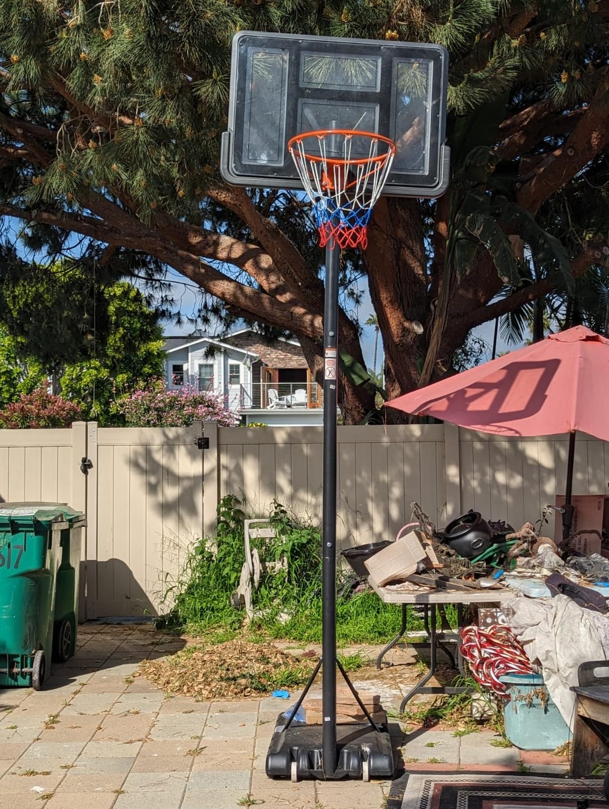Sweetcrispy Portable Basketball Hoop Outdoor 6.1-10FT Adjustable Height, 44 Inch Shatterproof Backboard/Shock Absorbent Rim, Fillable Base, 2 Wheels for Backyard/Driveway customer photo 2