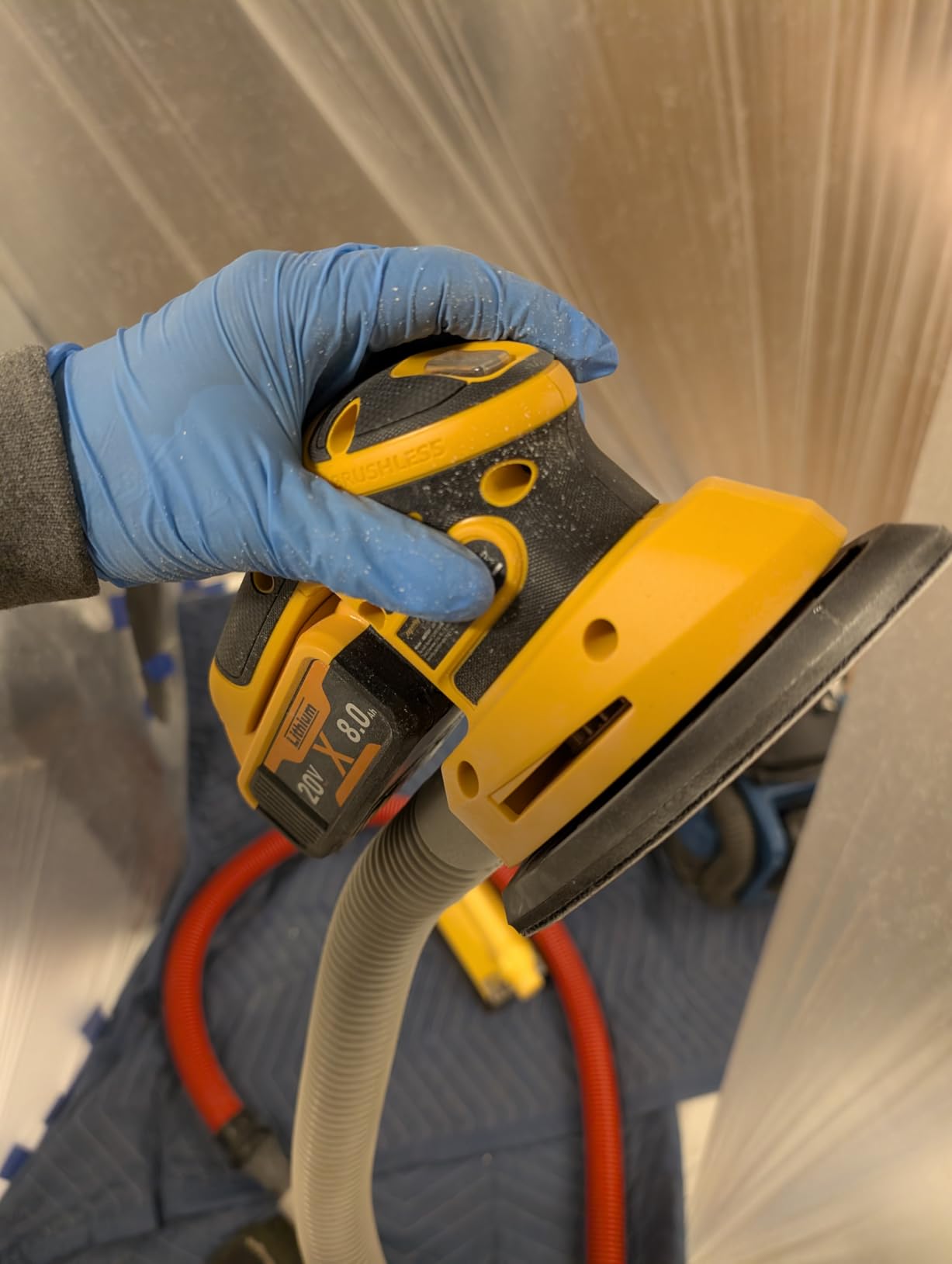 Brushless Cordless Detail Sander Compatible with Dewalt 20V MAX Battery (TOOL ONLY), Lightweight Corner Sander with Dust Box & 10 Sandpapers, 12,000 OPM Compact Power Tool for Wood, Metal & DIY customer photo 1