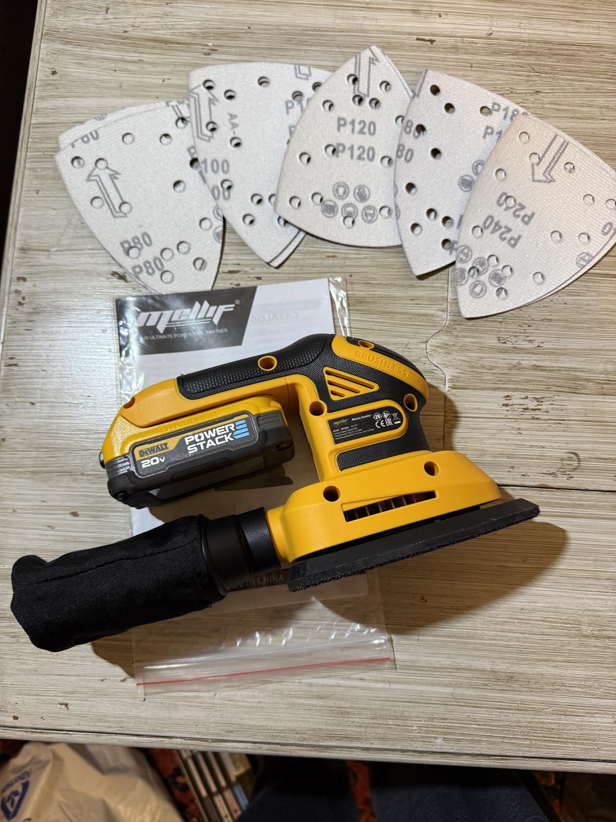 Brushless Cordless Detail Sander Compatible with Dewalt 20V MAX Battery (TOOL ONLY), Lightweight Corner Sander with Dust Box & 10 Sandpapers, 12,000 OPM Compact Power Tool for Wood, Metal & DIY customer photo 2